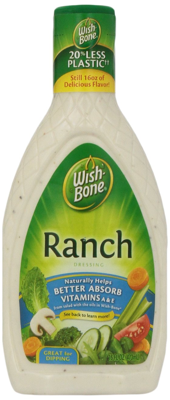 Wish Bone Ranch Dressing - 16 Oz (Pack of 6) | Creamy Salad Dressing for Salads, Wings, Dips & Veggies | Gluten-Free Condiment