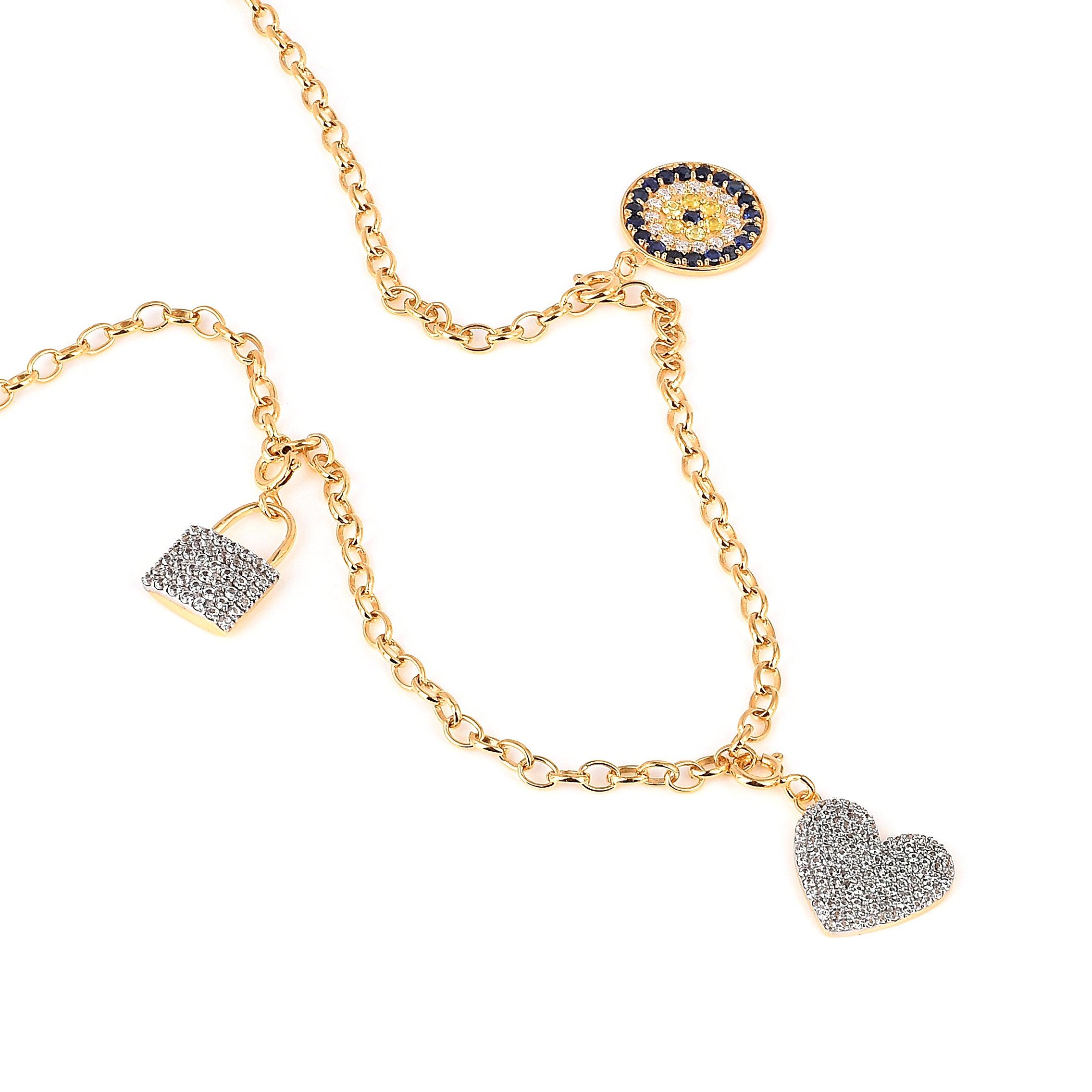 18K Gold Over Silver Cluster Heart Charm Pendant Necklace for Women - Elegant Layered Jewelry Gift for Valentine's Day, Anniversary & Special Occasions