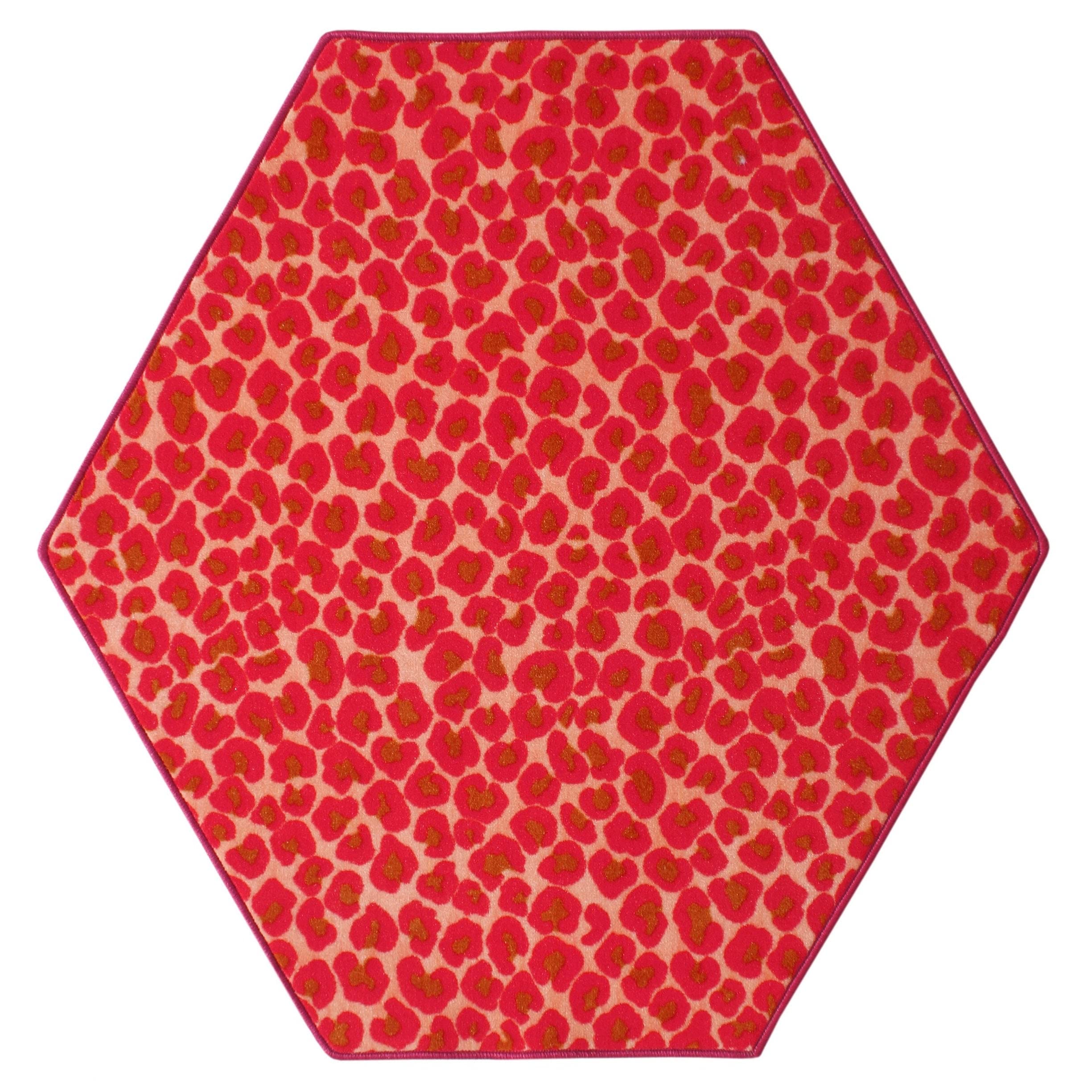 Cheetah Print Area Rug - 6' Hexagon Big Cat Animal Design Indoor Carpet for Living Room, Bedroom, or Office - Soft & Pet-Friendly Home Decor
