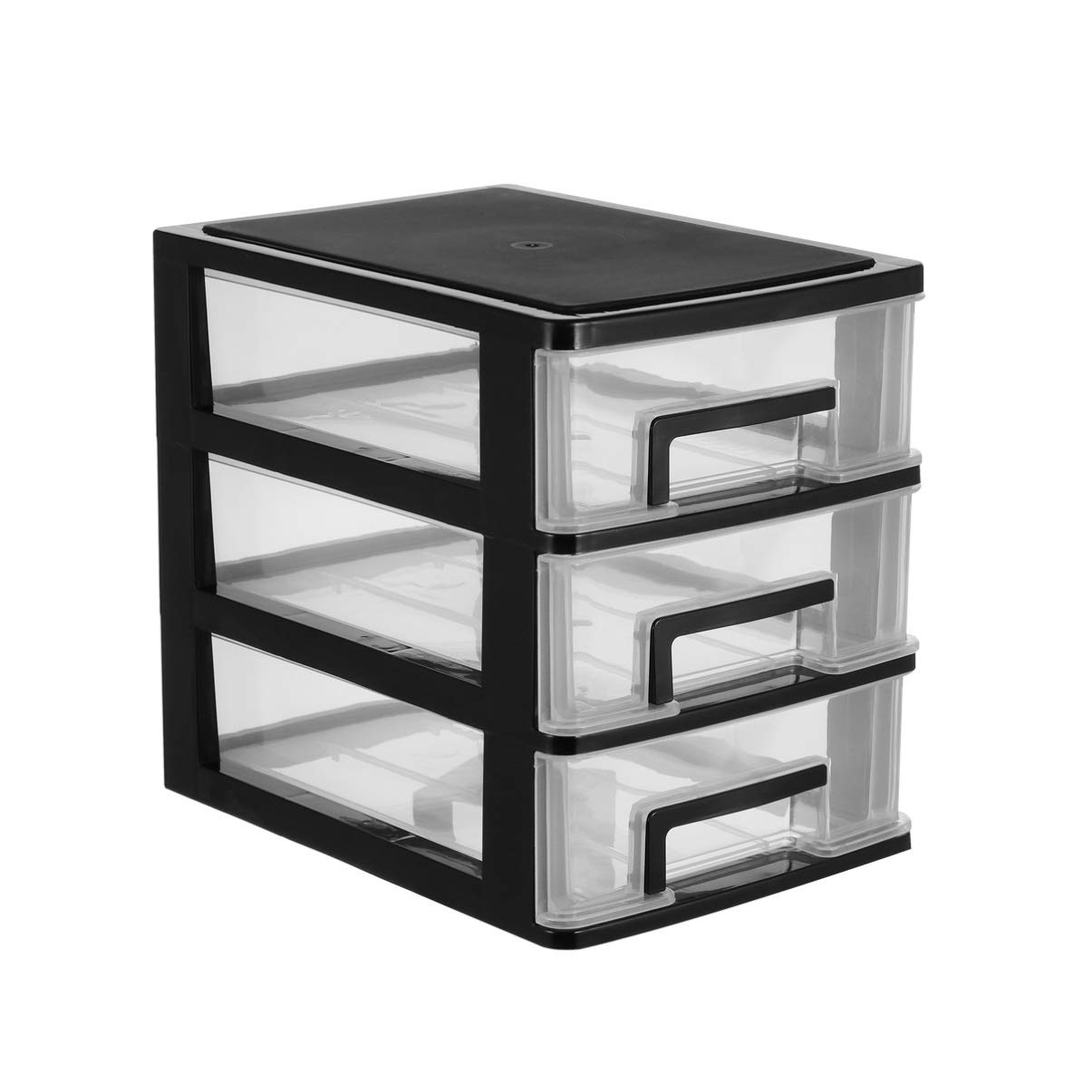 Hemoton 3-Drawer Plastic Storage Organizer - Clear Desktop Drawers for Office & Home