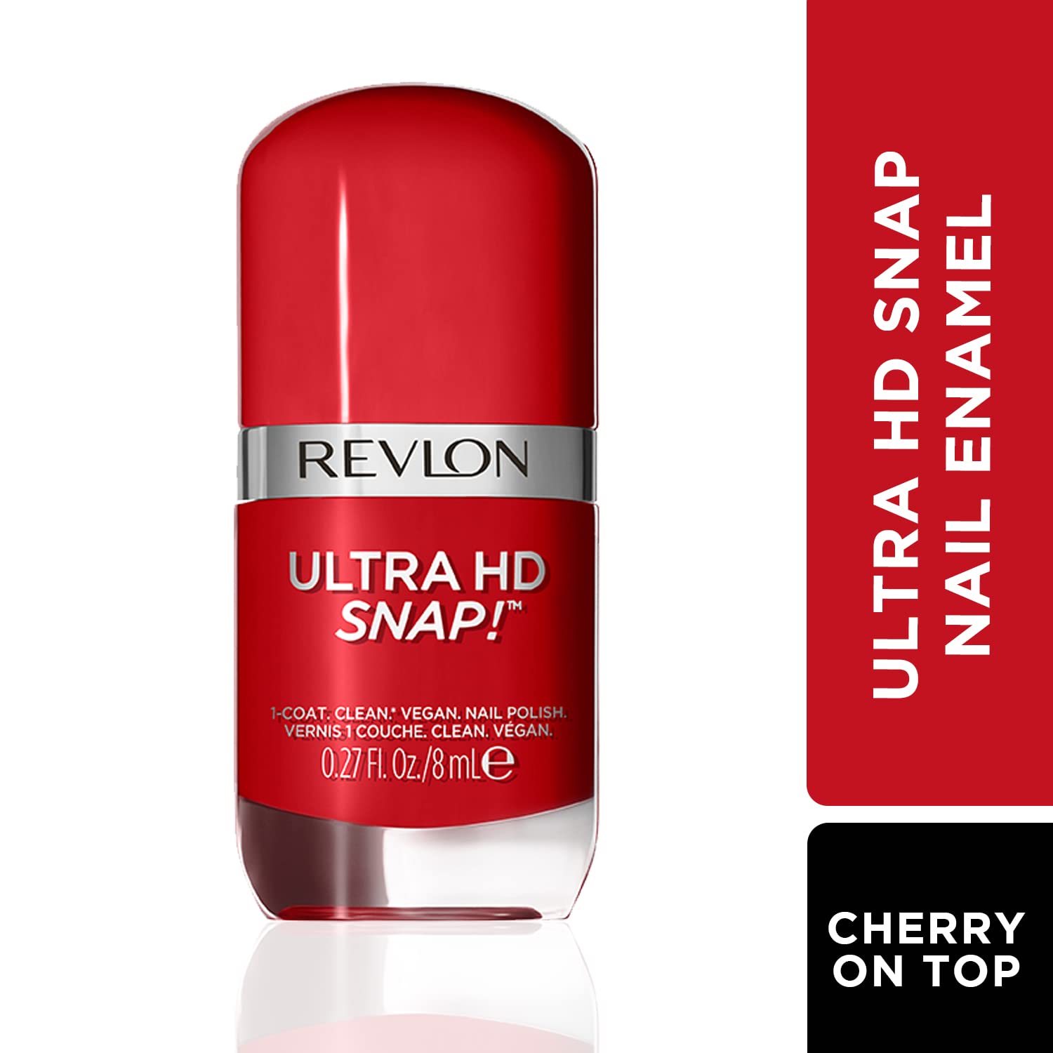 REVLON Ultra HD Snap Nail Polish - Cherry On Top 8ml | Natural Rich Glossy Finish, Vegan & Cruelty-Free Formula, No Base/Top Coat Needed | Perfect for Everyday Wear, Special Occasions & DIY Manicures