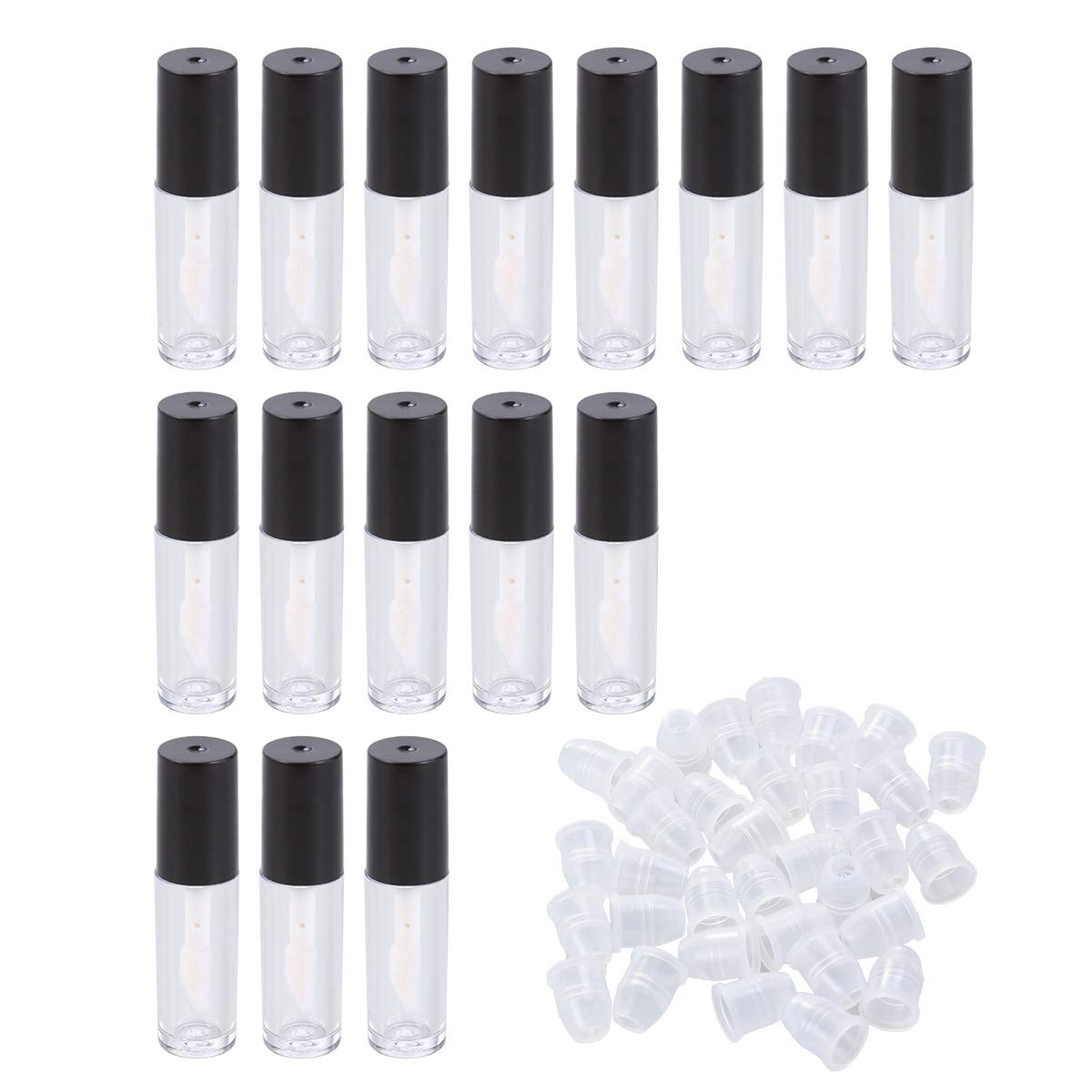16pcs Mini Portable Empty Lip Gloss Tubes with Wands - Refillable Plastic Bottles for DIY Lip Gloss, Makeup & Travel - Perfect for Cosmetics, Salons & Home Use