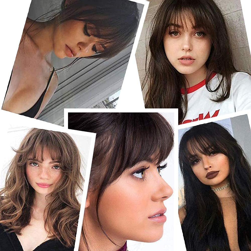 Evolluxi Clip-In Human Hair Bangs Extensions for Women - Natural Black Fringe Bangs, Real Hair, Flat & Neat (1 Pack) | Perfect for Daily Wear, Cosplay & Hairstyle Transformations