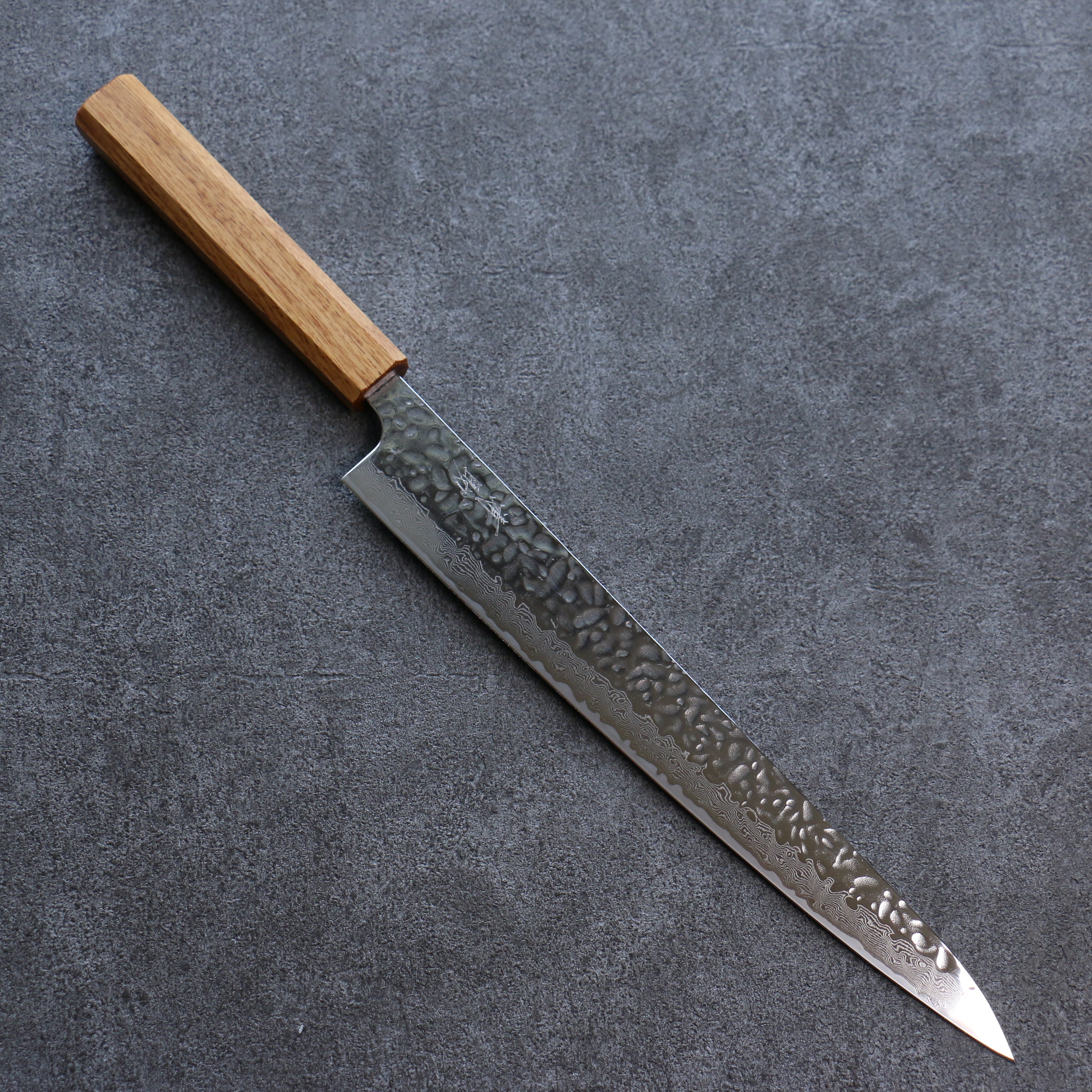 Premium AUS10 Hammered Damascus Sujihiki Knife 270mm - Japanese Oak Handle - Professional Sushi & Sashimi Slicing Knife for Chefs & Home Cooks