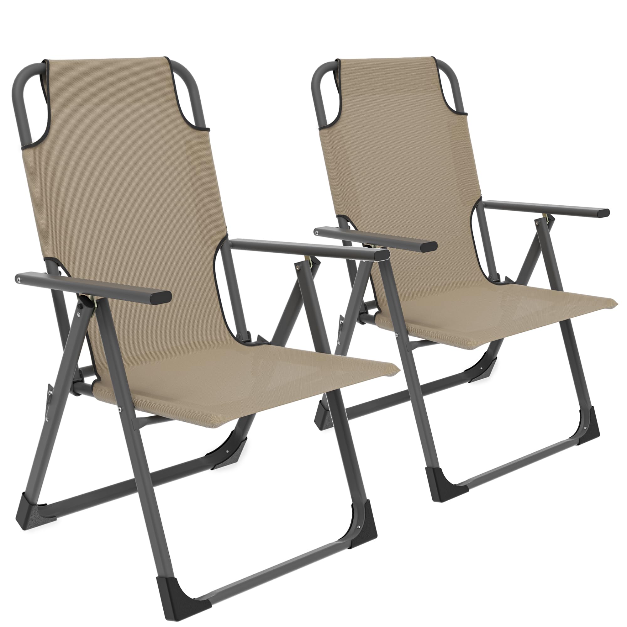 UDPATIO 2-Piece Outdoor Dining Chairs Set - Heavy Duty 300LB Weight Capacity - Weather-Resistant Beige Patio Furniture for Garden, Backyard, Poolside & Restaurant Use