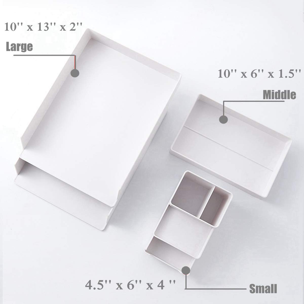 Vertical Desk File Organizer with Drawer - Wall Mount Letter Tray for Office & Home Documents - White Small Size | Perfect for Desk Organization, Mail Sorting & Paper Storage