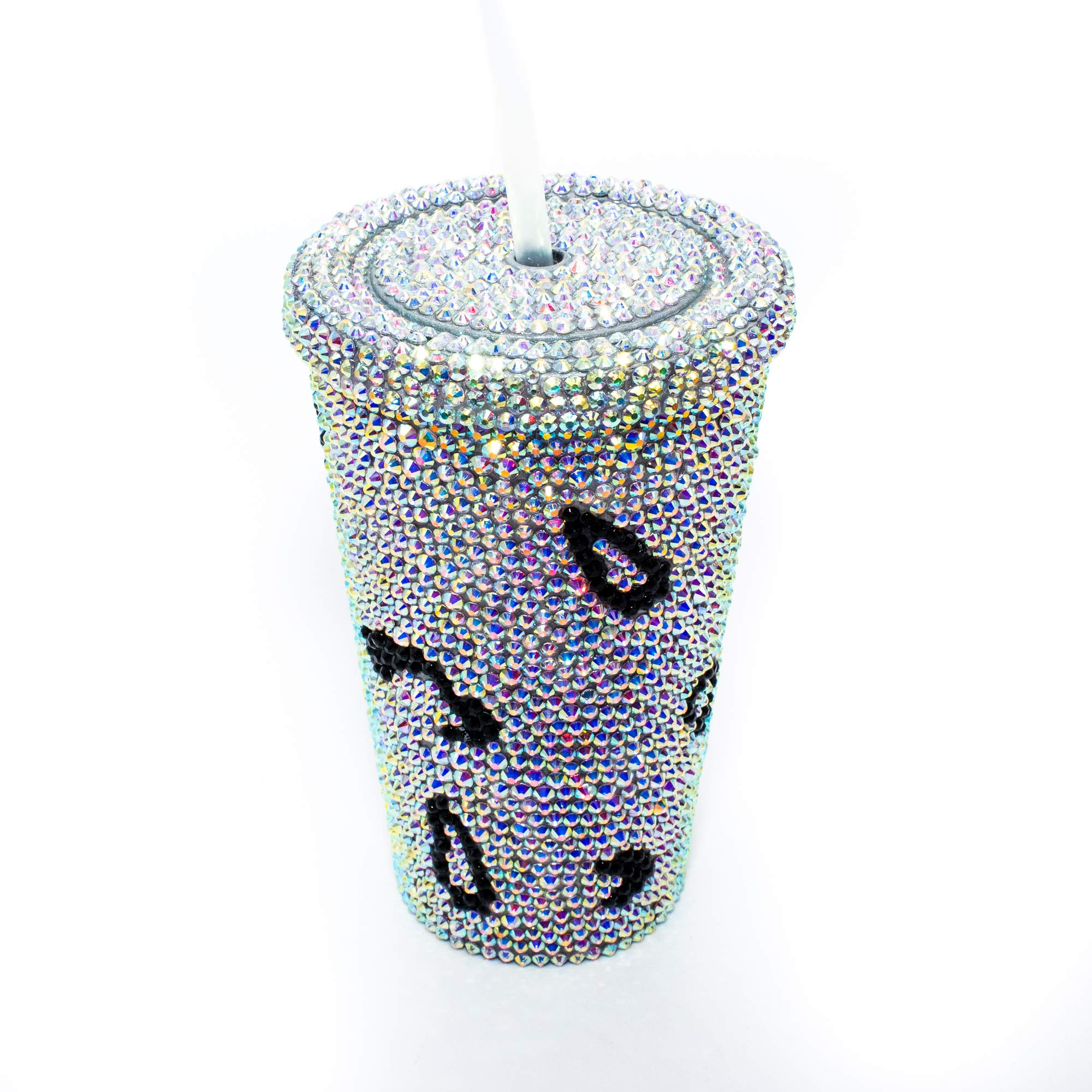 Astor Bling Tumbler - Swarovski Grade Crystal Tumbler with Handplaced AAA+ Crystals | Luxury Insulated Cup with Leopard Print Lid | Perfect for Parties, Bridal Showers & Everyday Glam