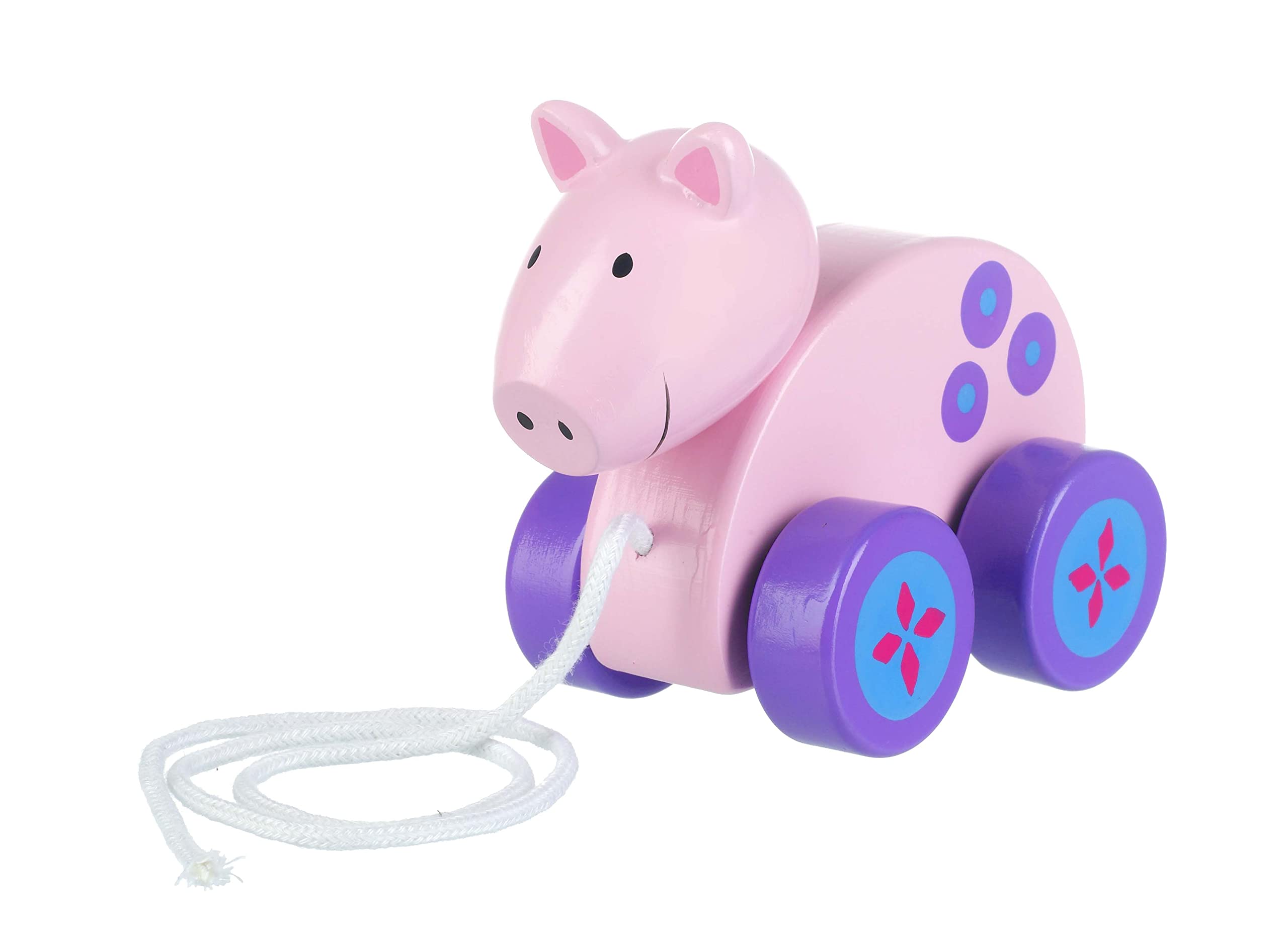 Orange Tree Toys Wooden Pig Pull Along Toy - Classic Pull Along Animal for Toddlers & Kids - Perfect for Indoor Play, Outdoor Walks & Early Childhood Development