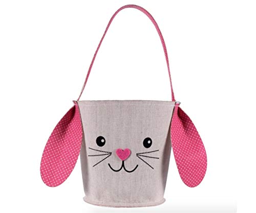 Adorable Bunny Easter Basket Bag for Kids - Blue & Pink Floppy Ear Easter Bucket for Candy, Gifts & Egg Hunt - Perfect for Easter Party Favors & Spring Celebrations