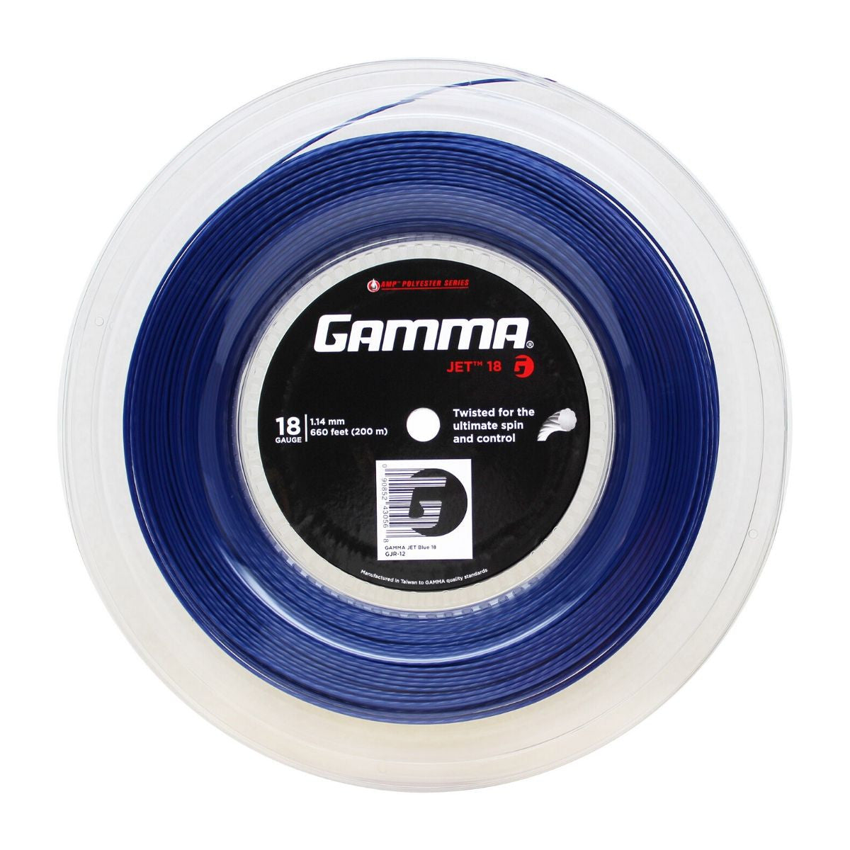 Gamma Jet 18/1.14 Tennis String Reel (660ft) - Blue Polyester String for Tennis Rackets | Perfect for Competitive Play & Stringing Machines