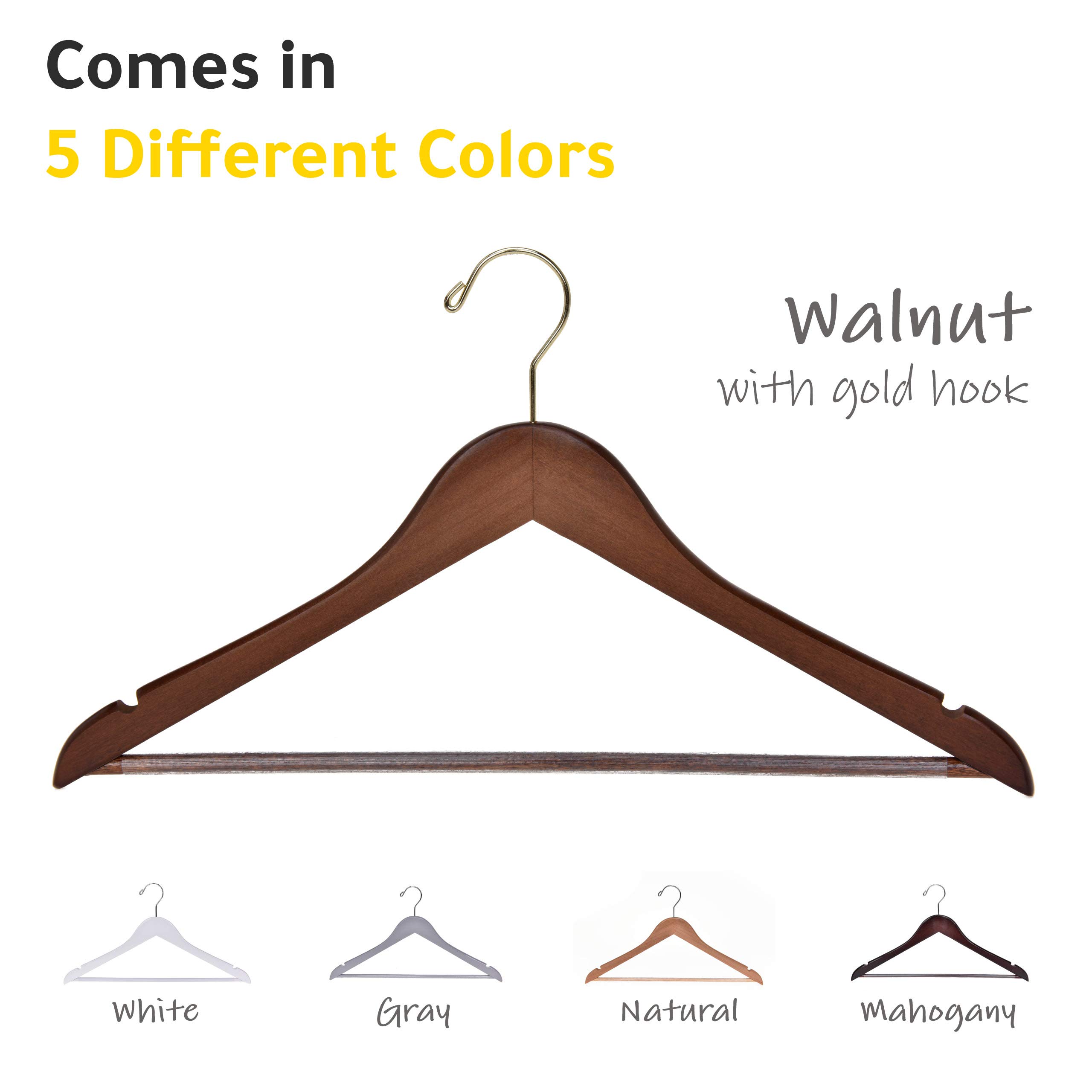Premium Solid Wood Hangers with Chrome Hooks - 30 Pack Heavy Duty Wooden Clothes Hangers for Jackets, Shirts, Pants & Suits - Perfect for Closet Organization & Retail Stores