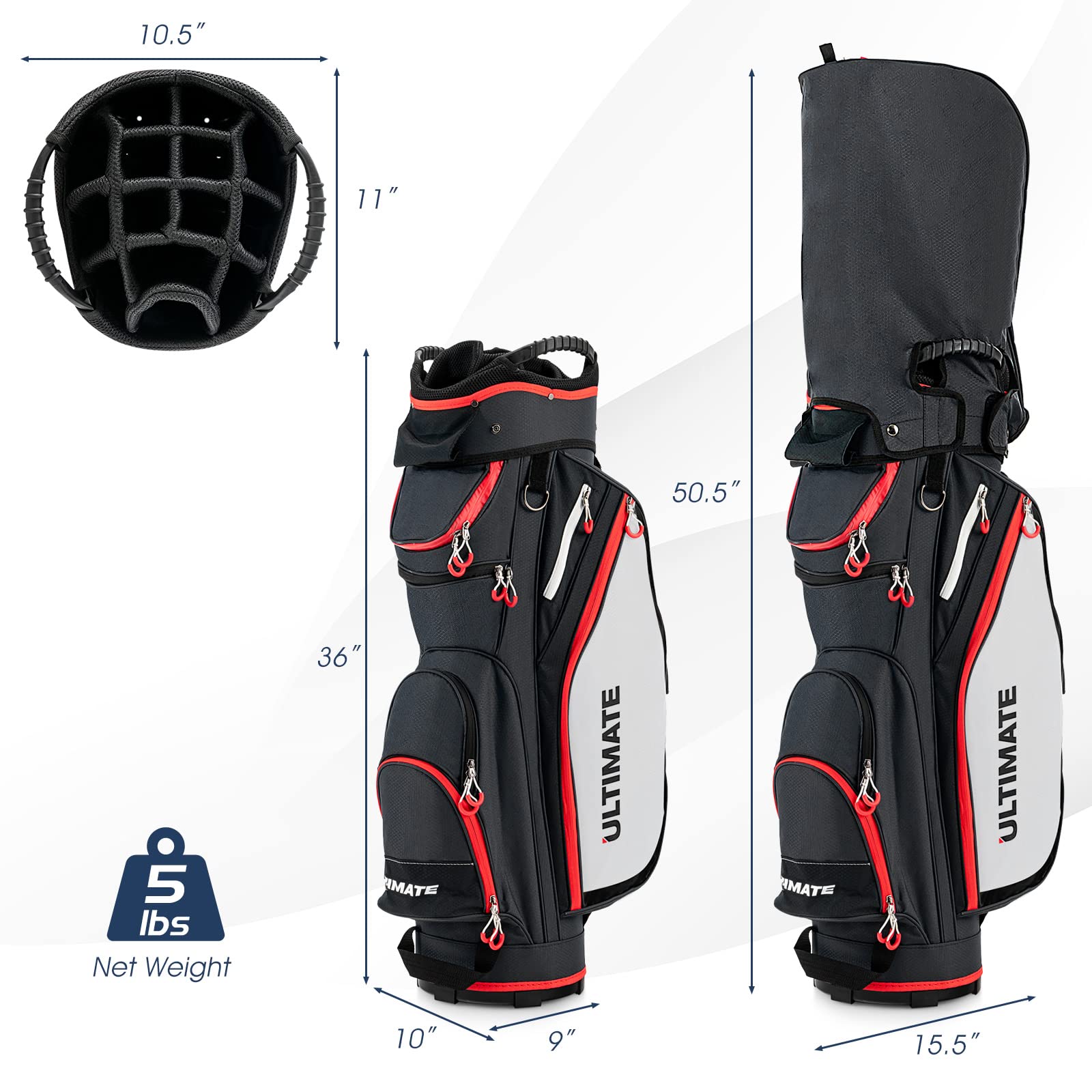 Tangkula Premium Golf Cart Bag - Lightweight, Durable & Water-Resistant for Golf Enthusiasts | Perfect for Golf Courses, Driving Ranges & Tournaments