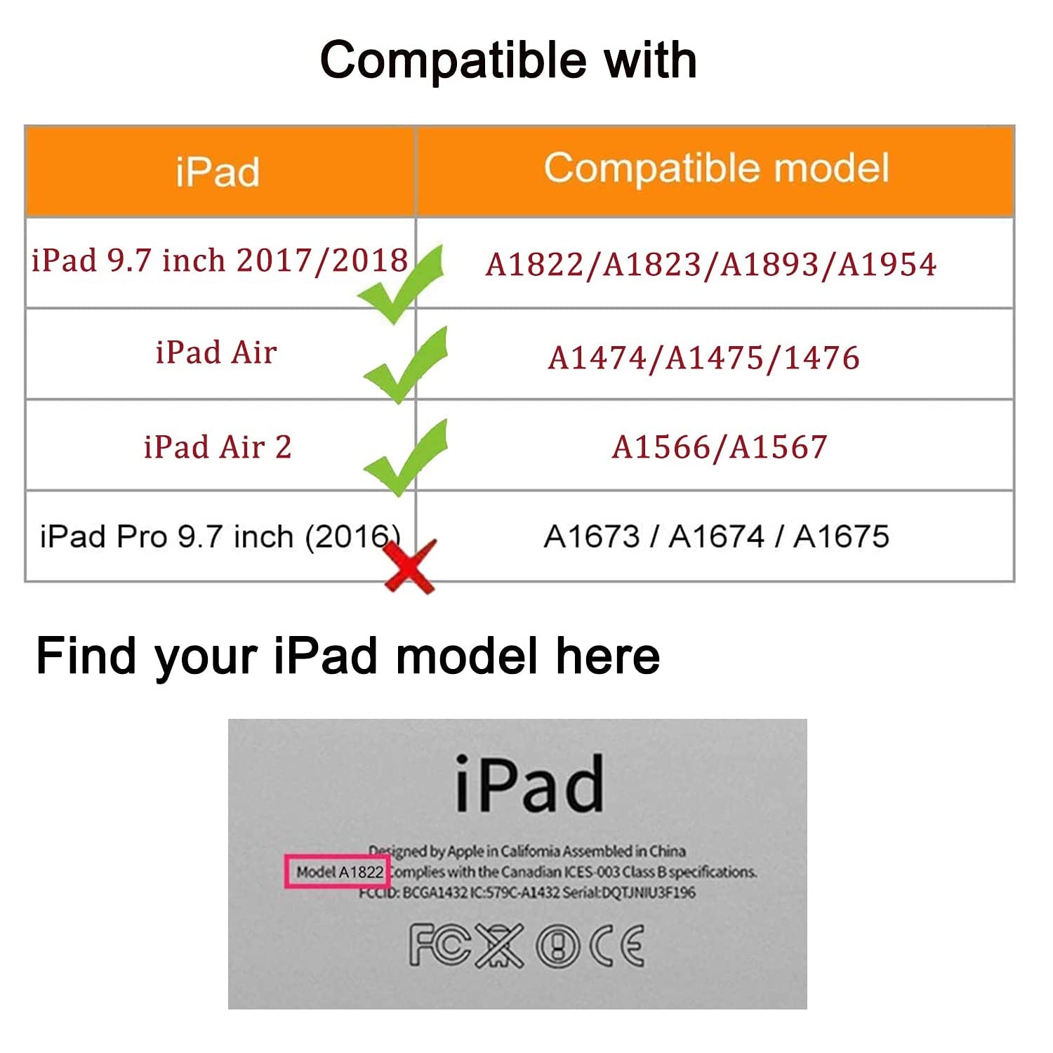 360° Rotating Protective Case for iPad 9.7 Inch (6th/5th Gen) & iPad Air 2 - Auto Sleep/Wake Stand Cover with Shock Absorption - Perfect for Work, Travel & Home Use (Black Hummingbird Design)