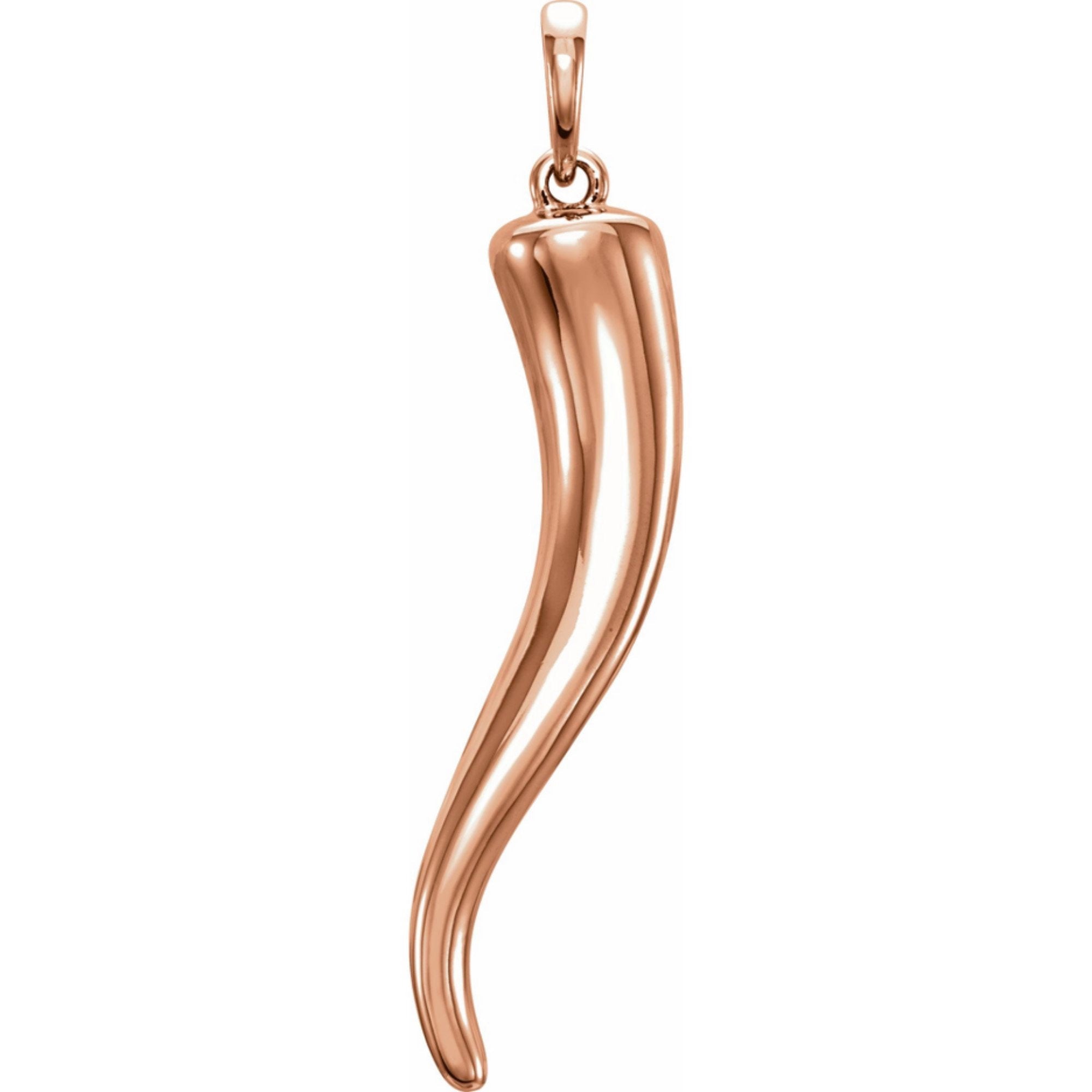 14K Yellow, Rose or White Gold Italian Horn Pendant Necklace - Lucky Charm for Protection & Good Fortune - Perfect for Gifts, Everyday Wear & Special Occasions