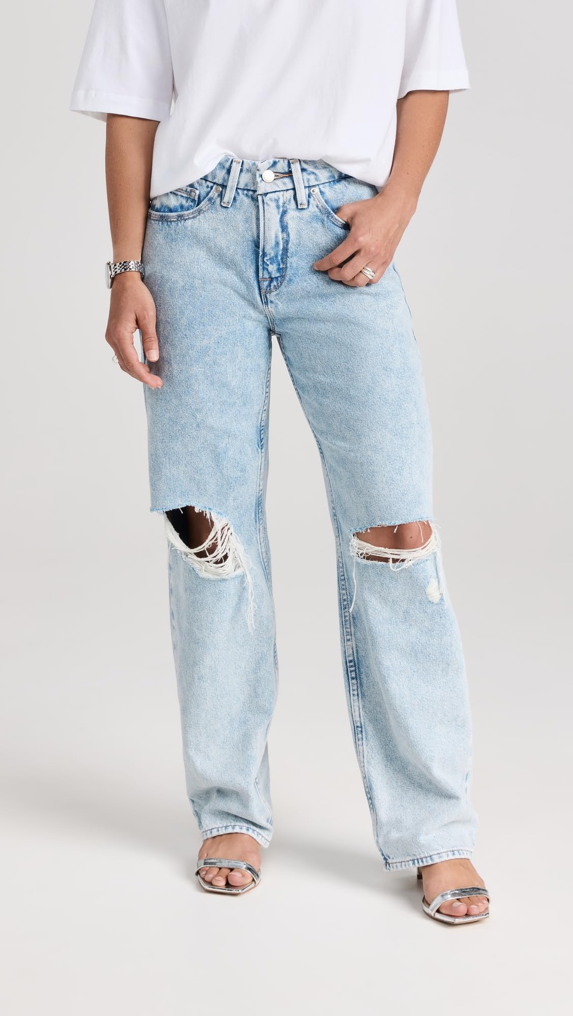 Good American Women's Good Petite 90s High Waist Straight Leg Jeans - Vintage Denim for Casual Wear, Date Night & Everyday Outfits