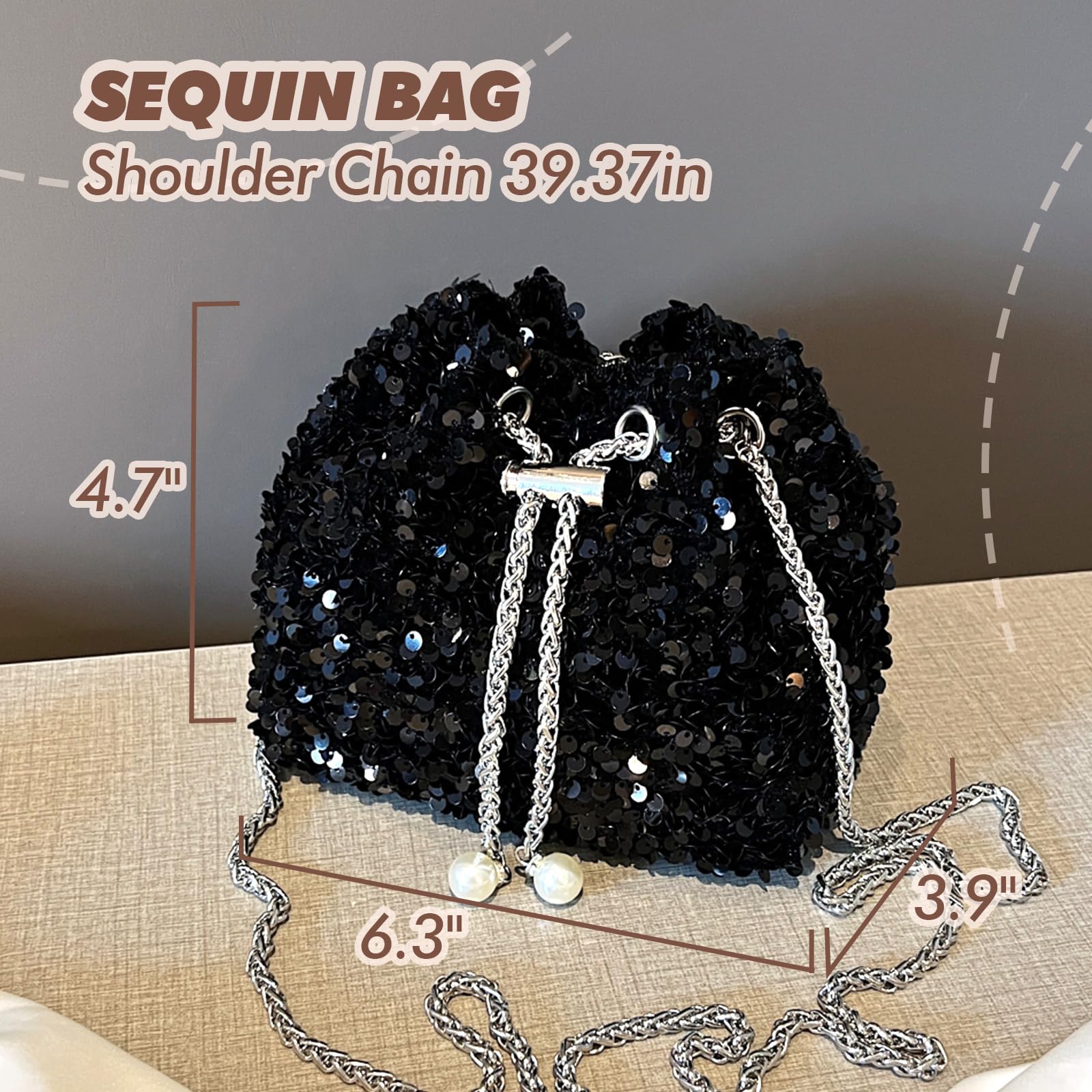 Sparkly Sequin Jacket for Women with Matching Handbag | Long Sleeve Glitter Coat with Front Zipper & Ribbed Cuffs | Perfect for Parties, Night Out & Special Occasions