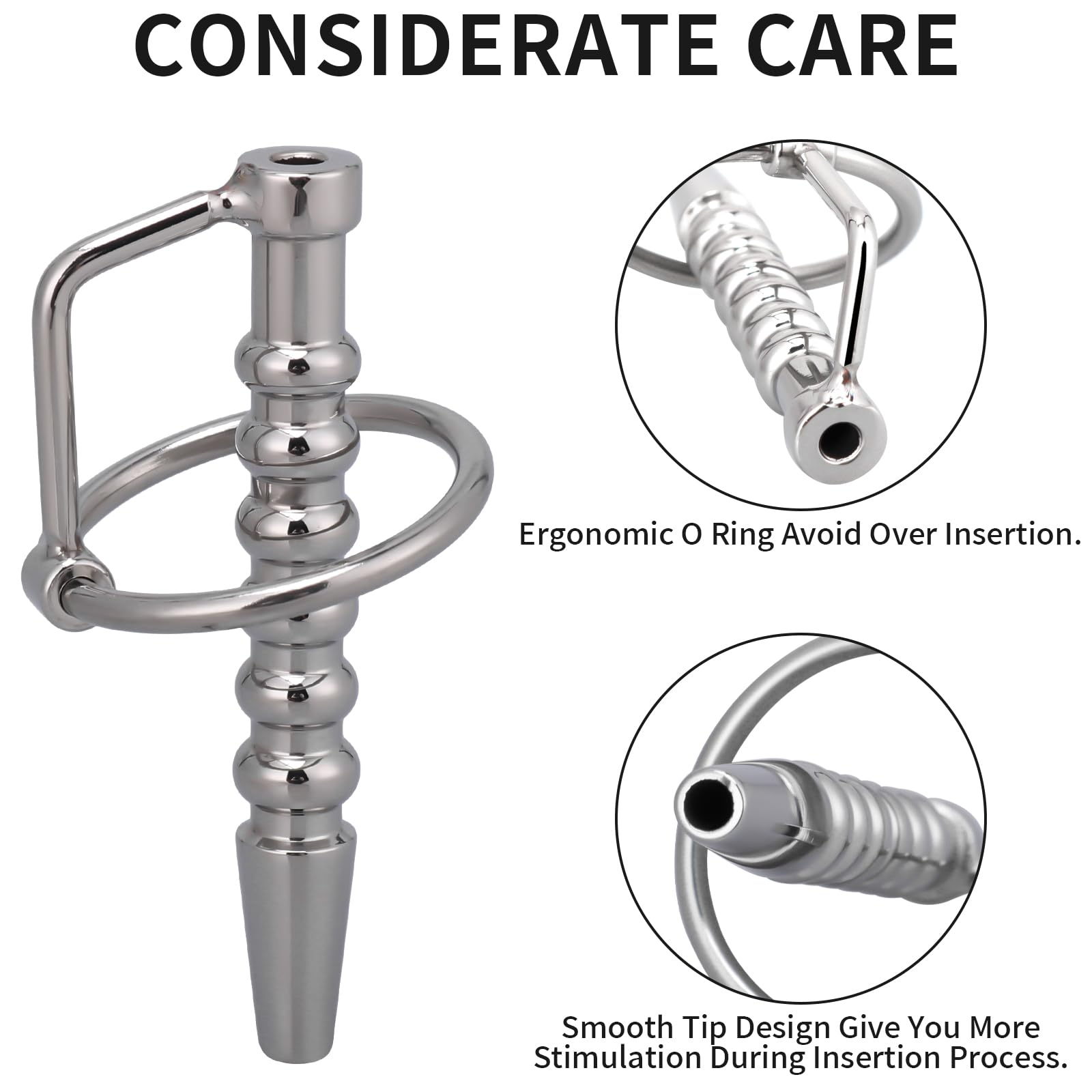 Premium Hollow Urethral Dilator with Cock Ring - 2.87 Inch Medical Grade Silicone Penis Plug for Men | Urethral Sounding & Stretching | Perfect for BDSM, Prostate Play & Advanced Sexual Exploration