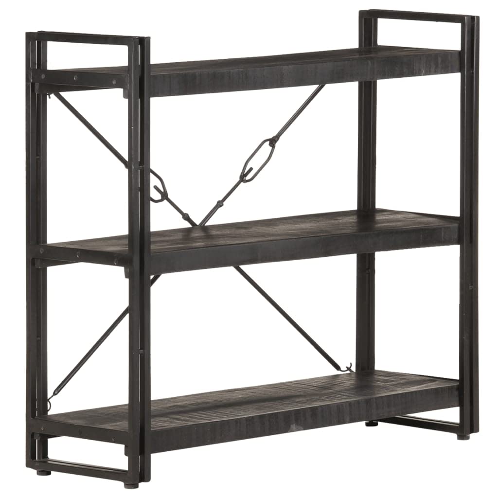 3-Tier Bookcase & Bookshelf - Solid Mango Wood Display Storage Shelf for Bedroom, Living Room & Office - 35.4