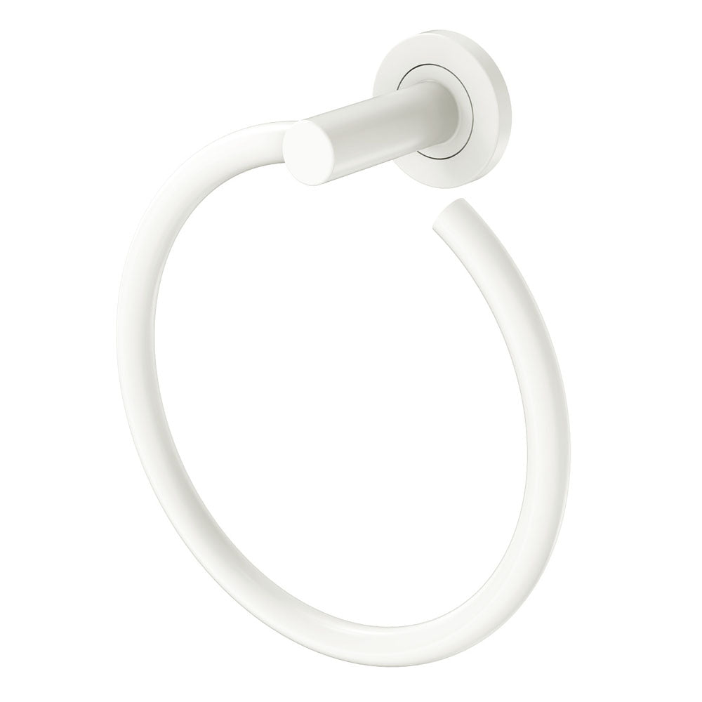 Fienza 82802MW Kaya Hand Towel Ring, Matte White - Modern Bathroom Towel Holder for Kitchen & Powder Room Decor