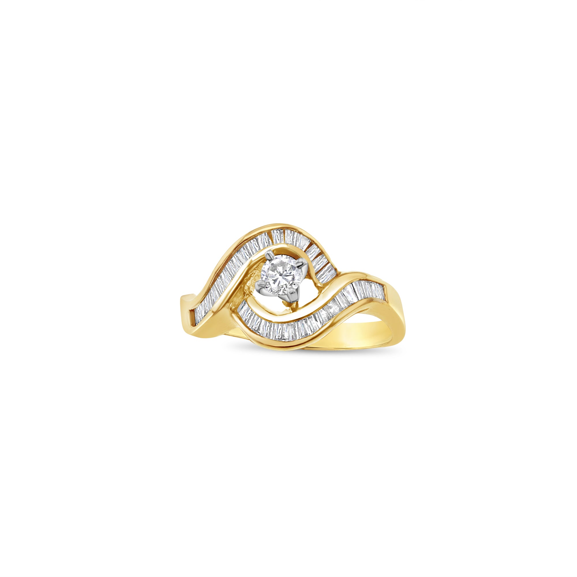 Exquisite Round Diamond Engagement Ring with Baguette Accents - Perfect for Proposals, Anniversaries & Special Occasions