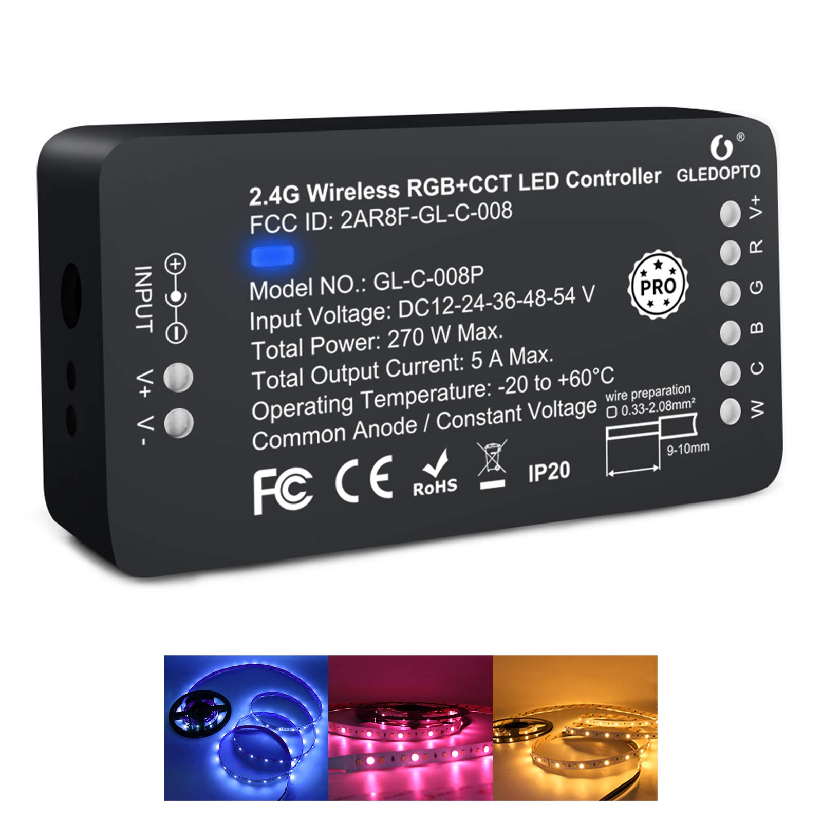 Smart LED Strip Light Controller - RGBCCT/RGBW Zigbee Dimmer for 12-24V LED Strips | Works with Amazon Echo Plus | Perfect for Home Theater, Bedroom Lighting & Party Decor