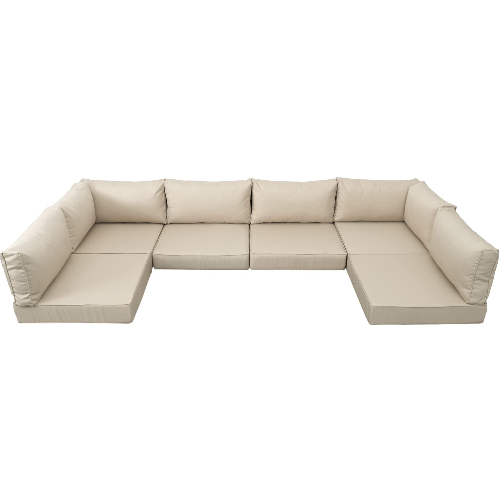 **Valita 14-Piece Water-Resistant Outdoor Replacement Cushions for 6-Seat Sectional Rattan Sofa Set – Khaki Patio Furniture Cushions with Liner & Cover – Perfect for Backyard, Deck, and Poolside Relaxation**