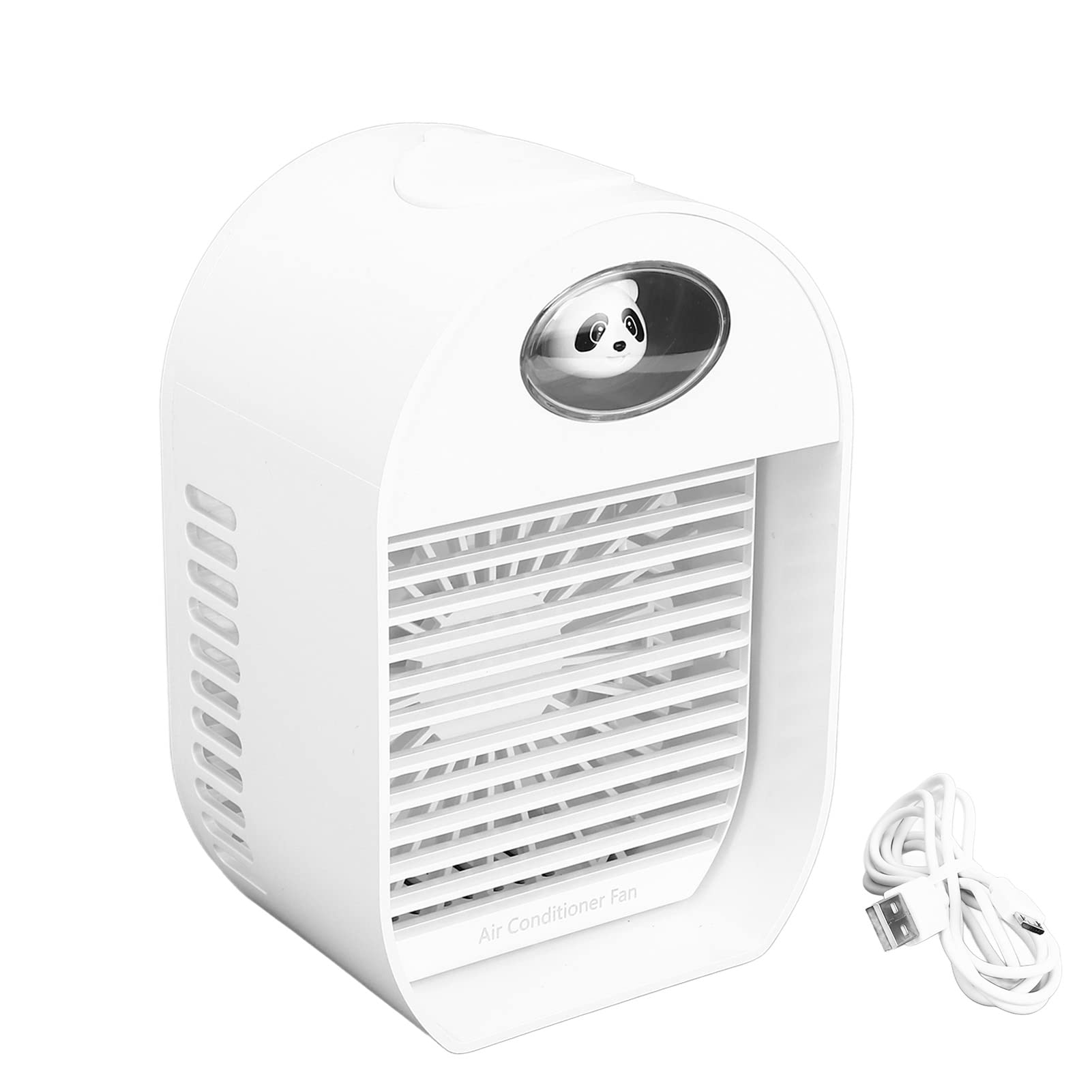 Watris Veiyi Mini Portable Air Cooler - 100mL USB Desktop Cooling Fan with LED Night Light & Humidifier - White | Perfect for Office, Bedroom, Travel & Personal Cooling