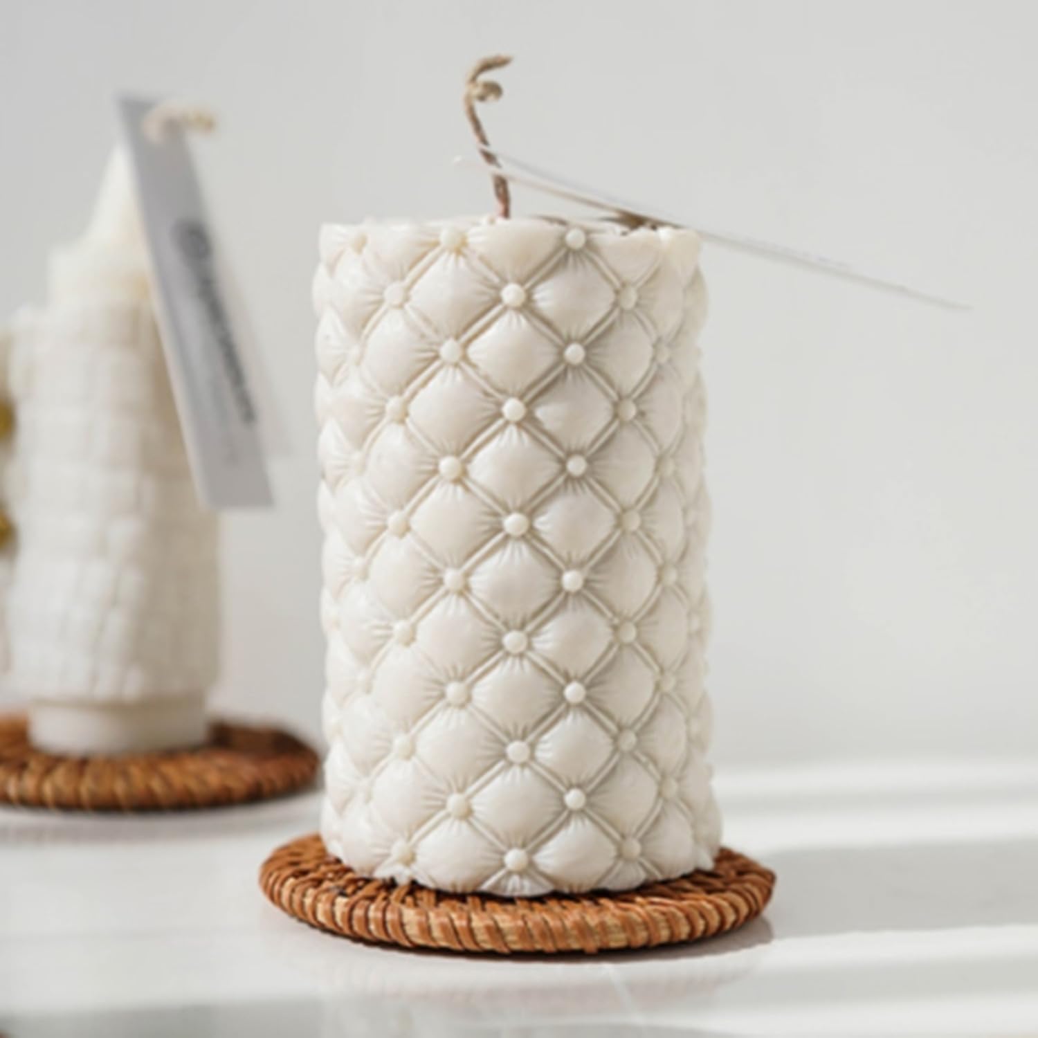 Premium Leather Grain Pillar Candle Mold - Handcrafted Scented Wax Molds for DIY Soy Wax, Beeswax & Resin Crafts - Silicone Candle Making Mould for Home Decor, Wedding Centerpieces & Gift Making