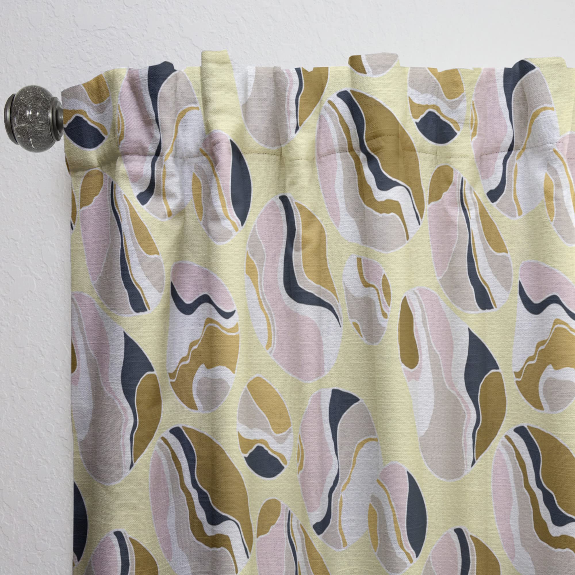 DesignQ 'Golden River Stones' Thermal Insulated Curtains - Single Panel 52x90 Inches - Blackout Drapes for Bedroom & Living Room - Perfect for Home Decor, Privacy & Temperature Control