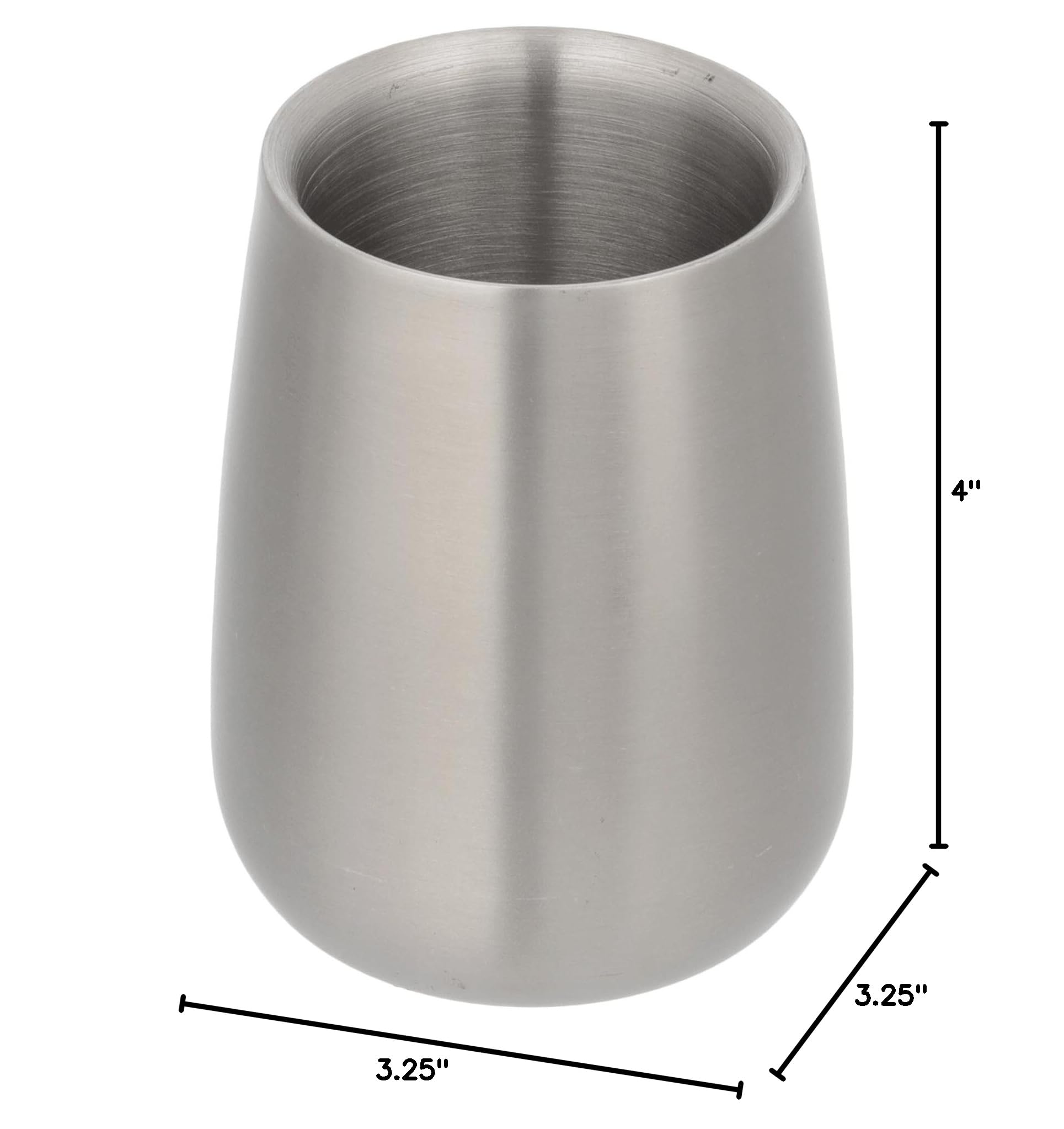 iDesign Nogu Metal Tumbler Cup - Brushed Stainless Steel Organizer for Makeup Brushes, Toothbrushes, Pens & Glasses | Bathroom Vanity, College Dorm, Office Desk (3.25