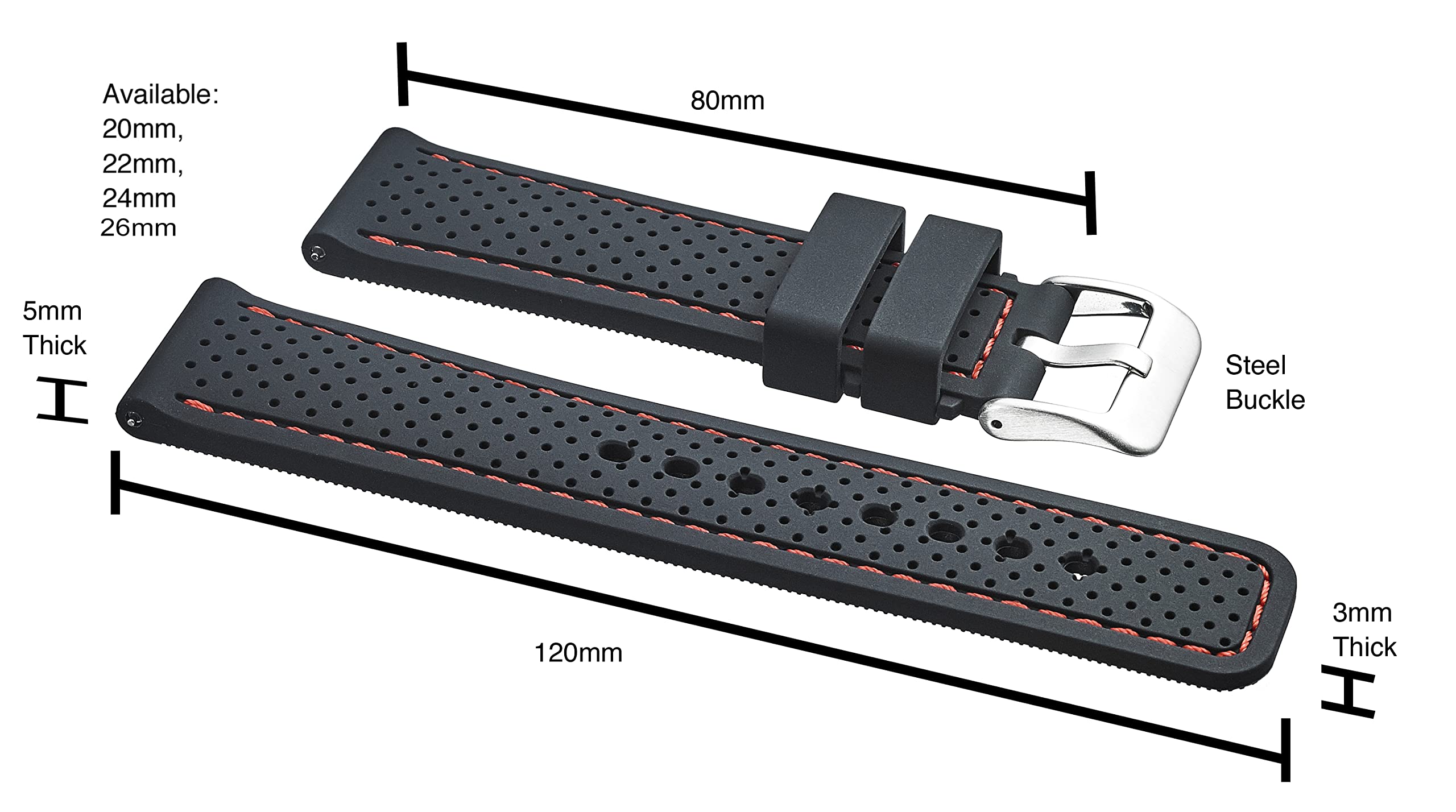 Premium Soft Silicone Adjustable Watch Band for Women & Men - Waterproof Quick Release Rubber Watch Strap - Compatible with Regular & Smart Watches - Ideal for Sports, Fitness & Everyday Wear