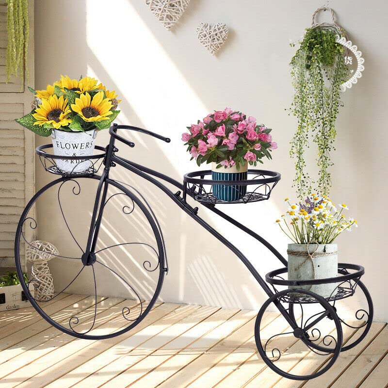 Heavy Duty Tall Tricycle Plant Stand - Indoor Outdoor Flower Pot Cart Holder for Patio, Garden & Home Decor | Perfect for Displaying Plants, Herbs & Decorative Items