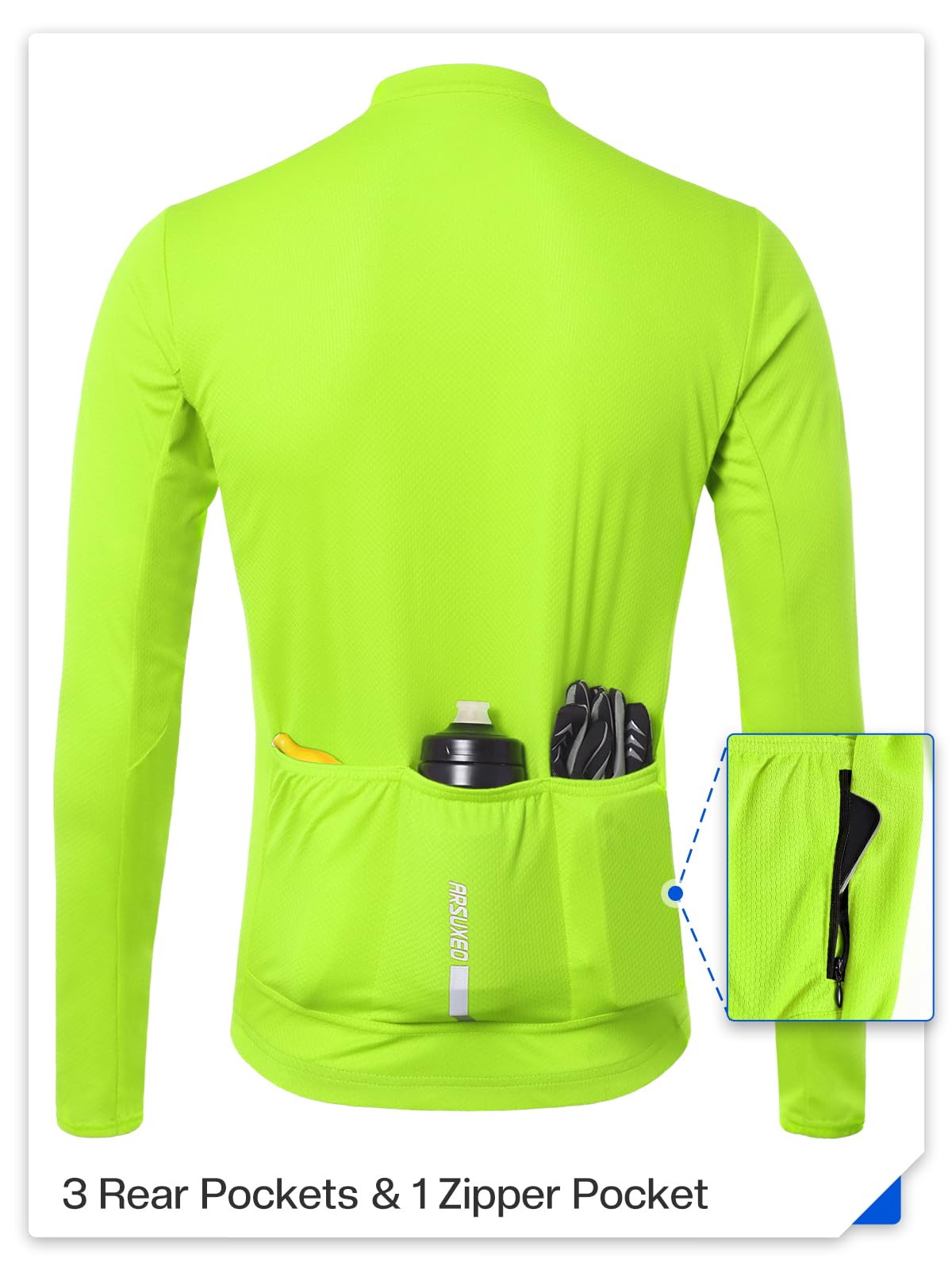 ARSUXEO Men's Cycling Jersey - Long Sleeve Slim Fit Bike Shirt for Road & Mountain Biking - Breathable Moisture-Wicking Performance Top for Cycling, Training & Outdoor Sports
