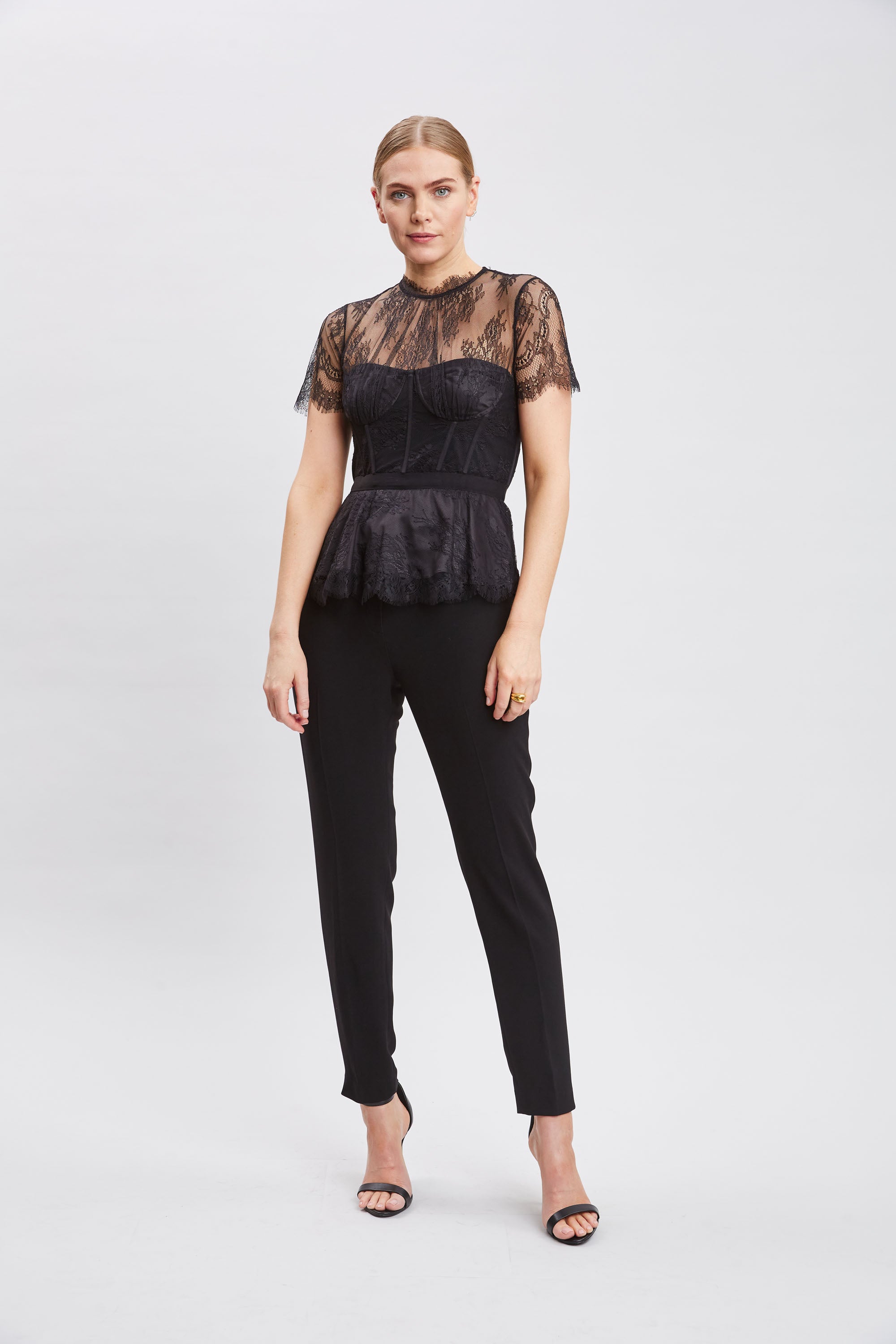 Elegant Black Lace Corset Top E2045505 for Women - Perfect for Evening Parties, Date Nights & Special Occasions