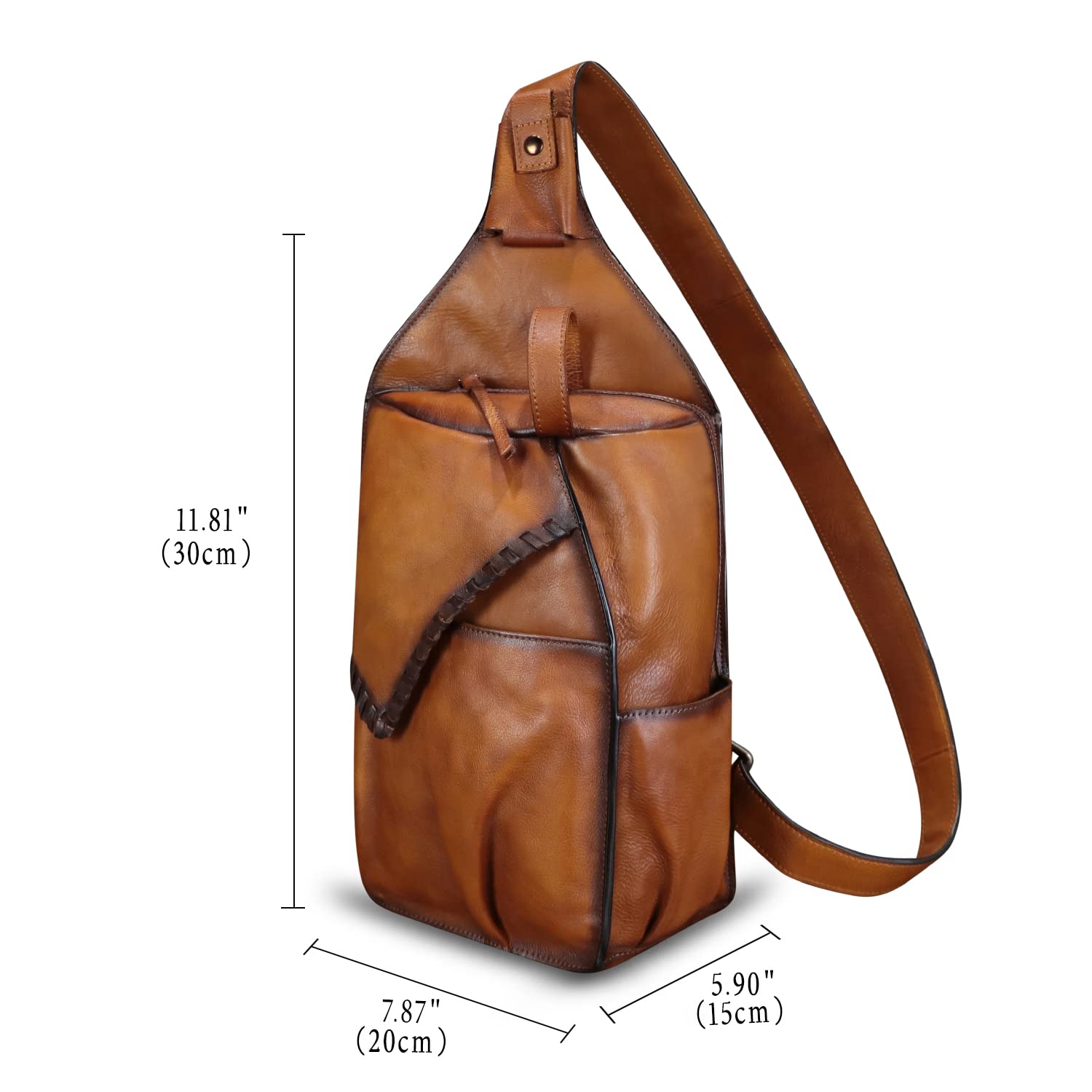 Genuine Leather Sling Bag for Men - Handmade Retro Crossbody Backpack Purse - Hiking Daypack & Chest Shoulder Fanny Pack - Perfect for Outdoor Adventures, Travel & Daily Commute