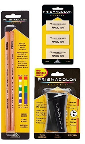 Prismacolor Premier Art Accessory Set - 2 Colorless Blender Pencils, 1 Pencil Sharpener & 3 Magic Rub Erasers | Perfect for Professional Artists, Sketching & Colored Pencil Drawing