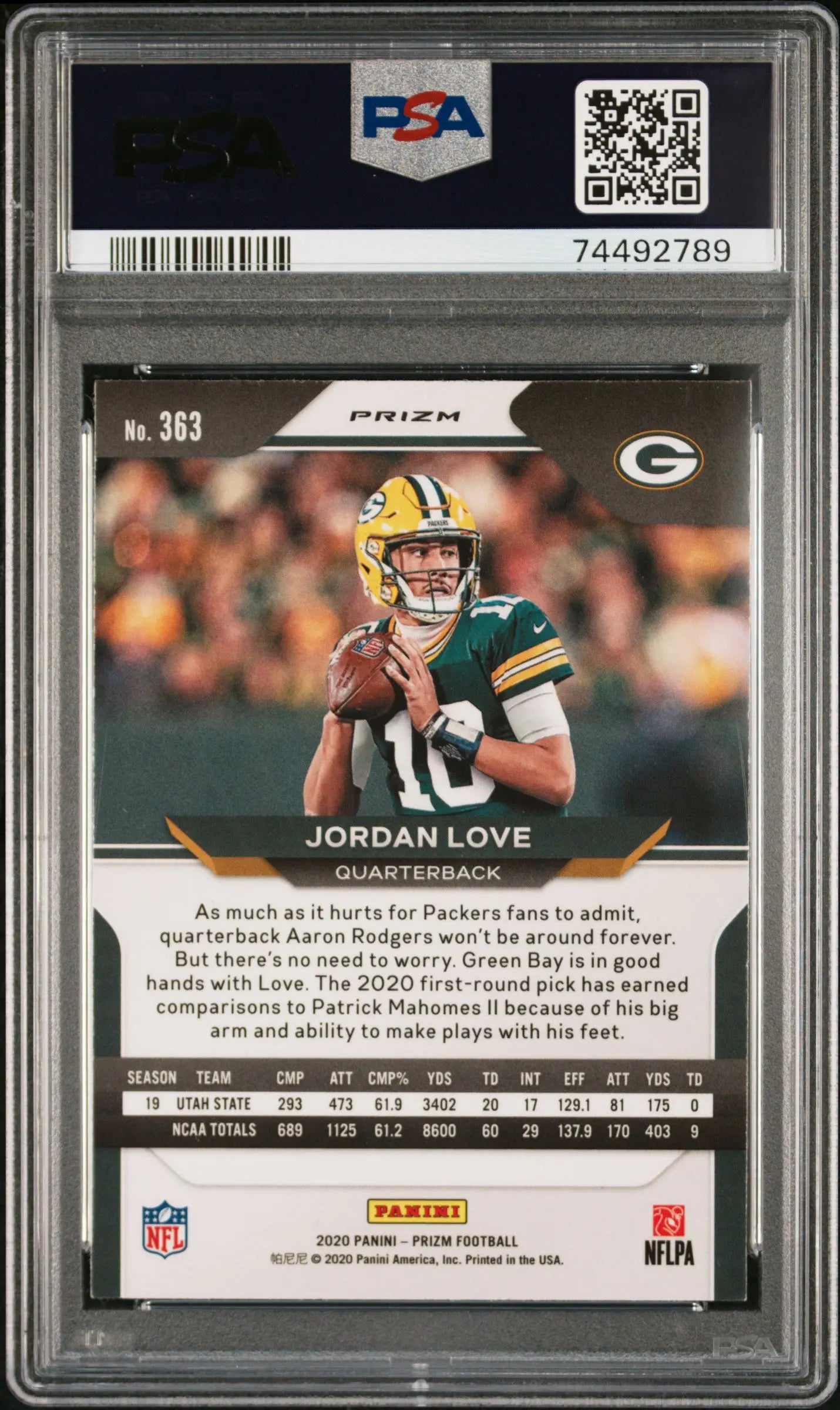 2020 Panini Prizm Football Jordan Love Rookie Card SP No Huddle Prizm PSA 10 Gem Mint #363 - Perfect for NFL Collectors & Sports Memorabilia Enthusiasts