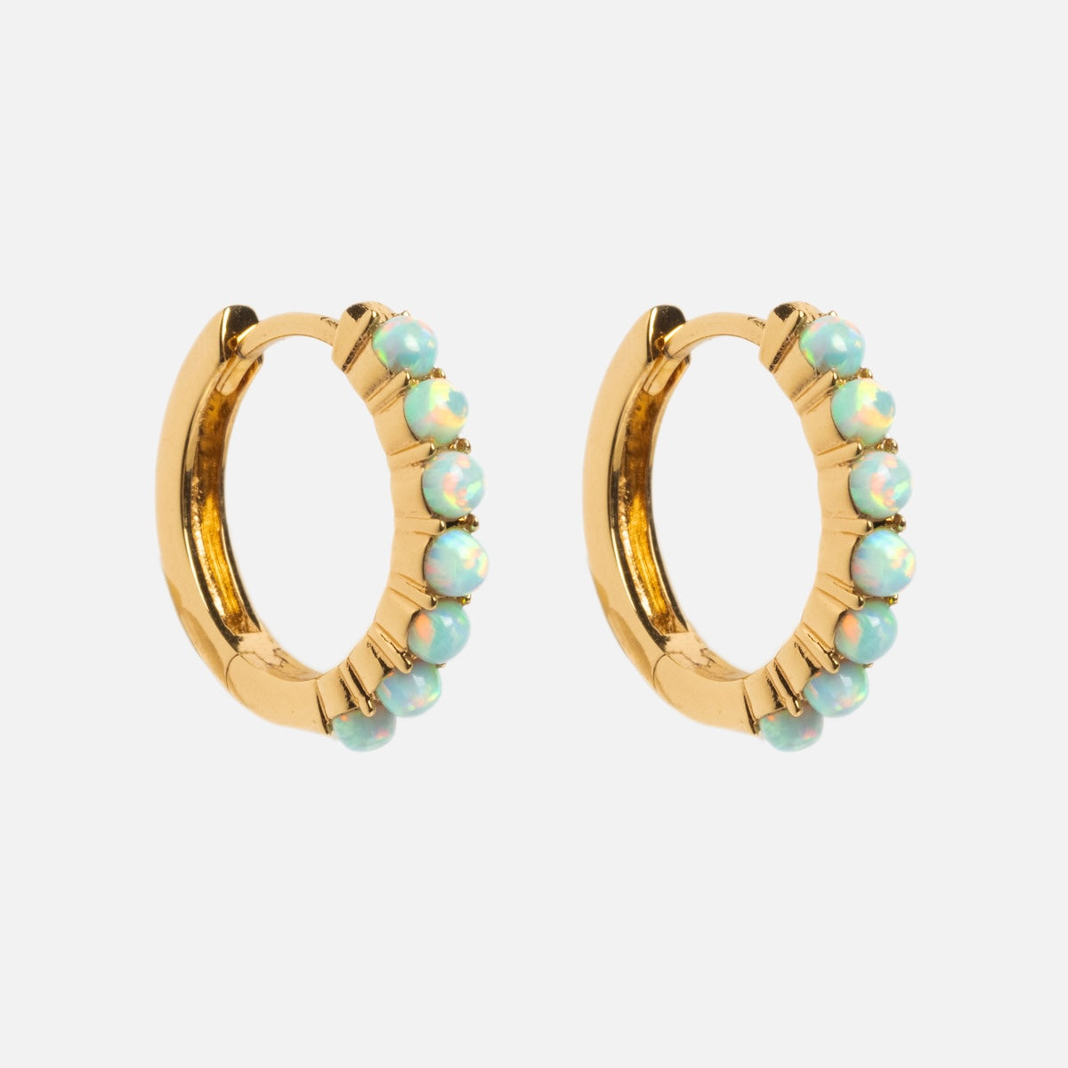 White Opal Huggie Hoop Earrings for Women - Minimalist Gold Huggie Earrings for Everyday Wear, Gift for Her, Trendy Jewelry for Work & Parties