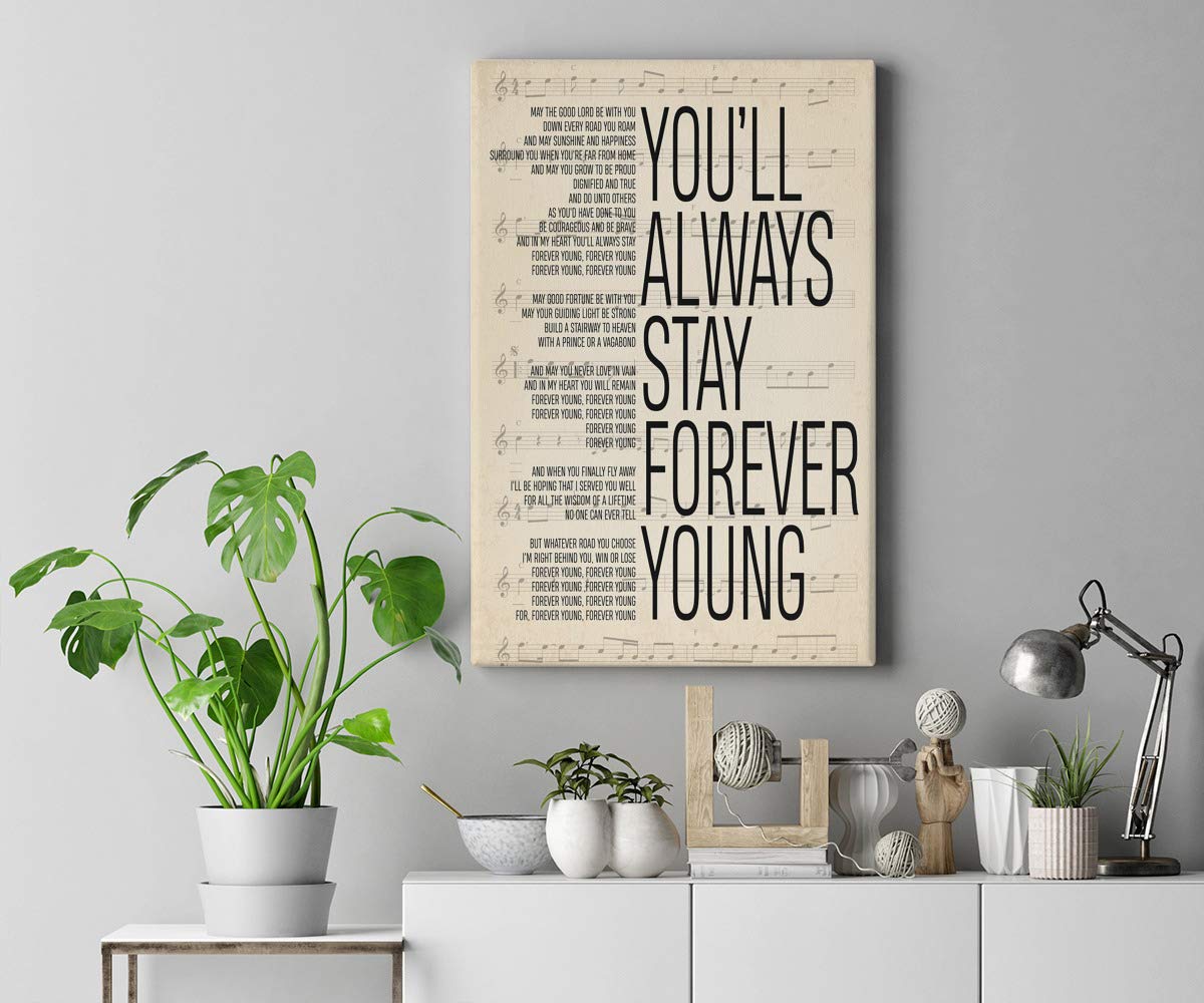 Forever Young Lyrics Canvas Print - 8x12 Wall Art for Home Decor