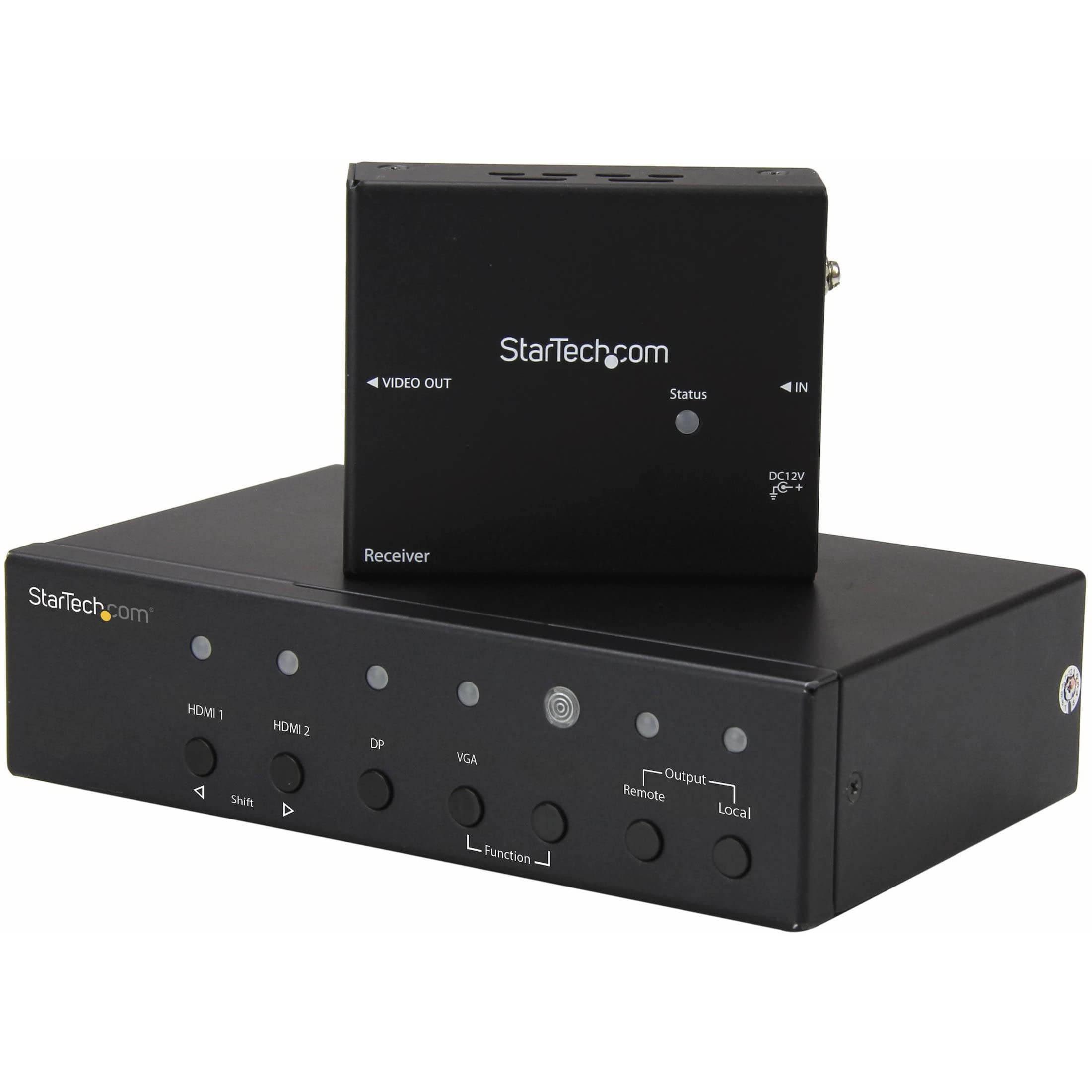 StarTech.com Multi-Input HDBaseT Extender with Built-in Switch - 4K DisplayPort VGA & HDMI Over CAT5e/CAT6 - 230ft Range, TAA Compliant (STDHVHDBT) - Perfect for Conference Rooms, Classrooms & Home Theater Setups