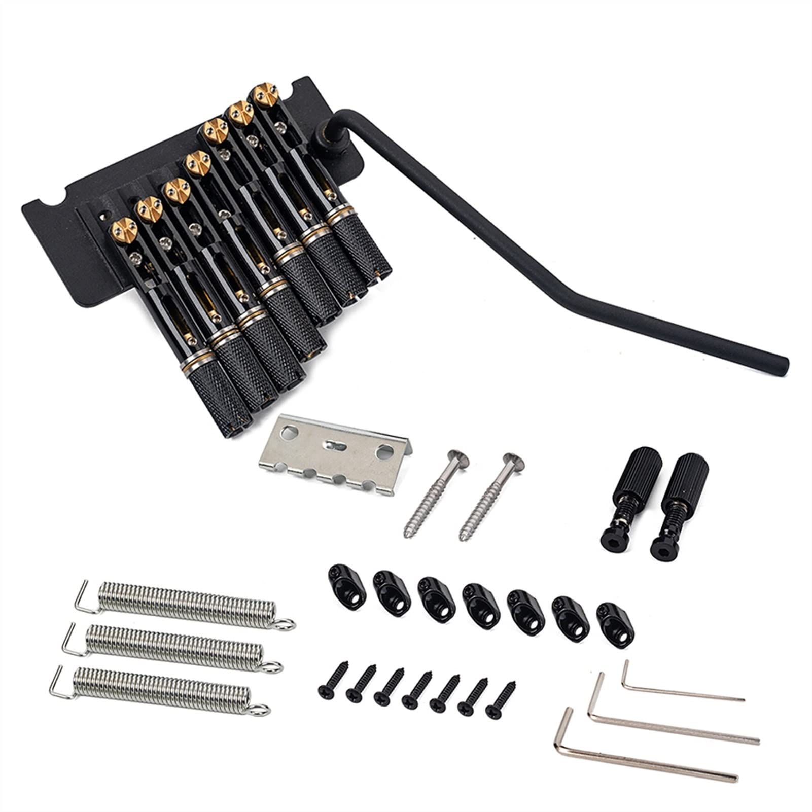 6 or 7 String Headless Guitar Fanned Fret Tremolo Bridge - Black Electric Guitar Tailpiece Replacement | Perfect for Extended Range & Progressive Metal Music Scenes
