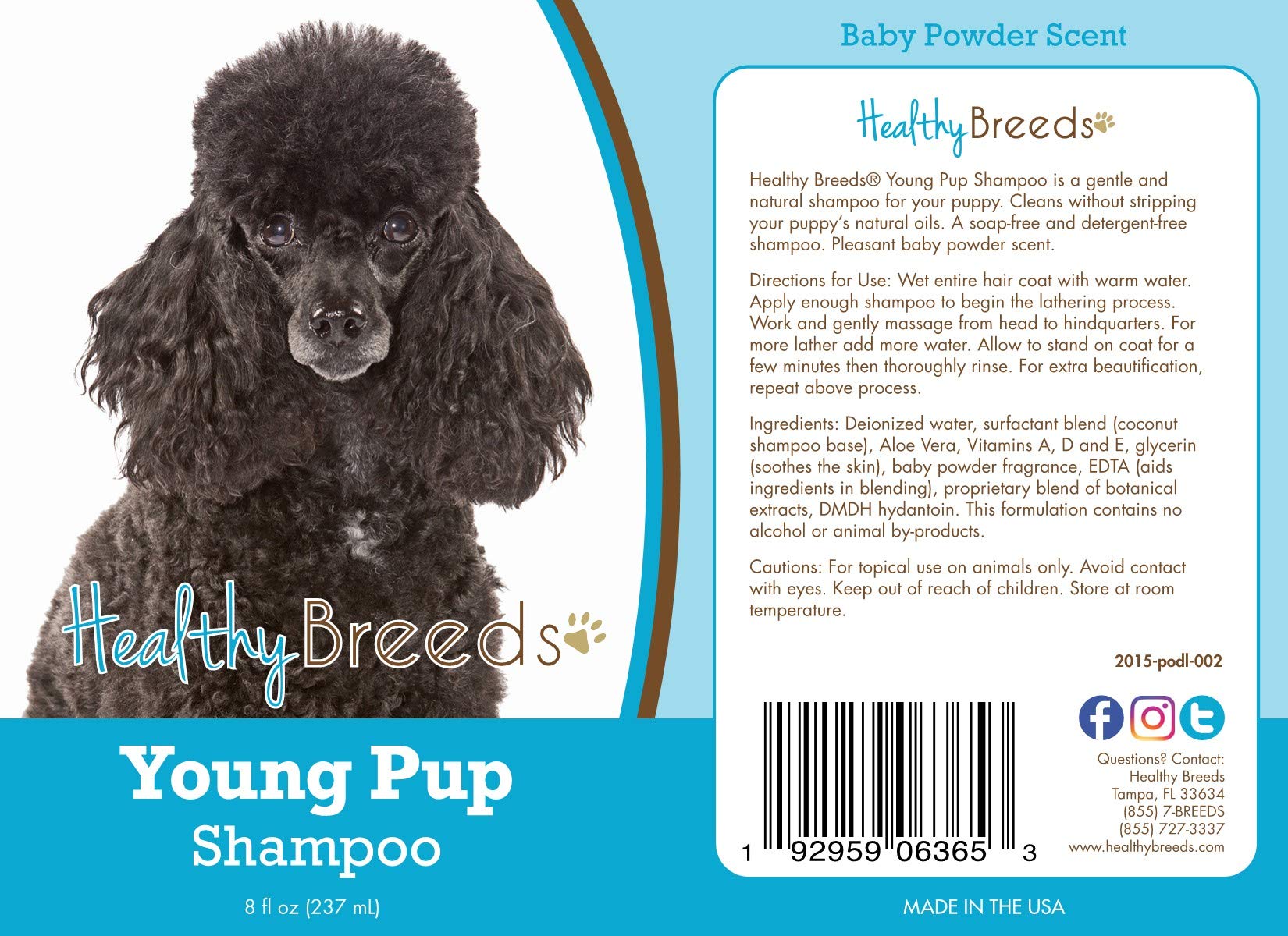 Healthy Breeds Poodle Puppy Shampoo - 8 oz Gentle Tear-Free Formula for Sensitive Skin - Perfect for Bathing & Grooming Young Poodles at Home