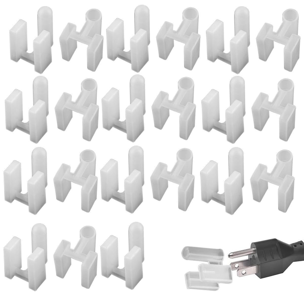 3 Prong Outlet Cover - 100 Pack Plastic Plug Protectors for Electrical Safety - Dustproof Power Plug Boots for Home, Office & Travel Use