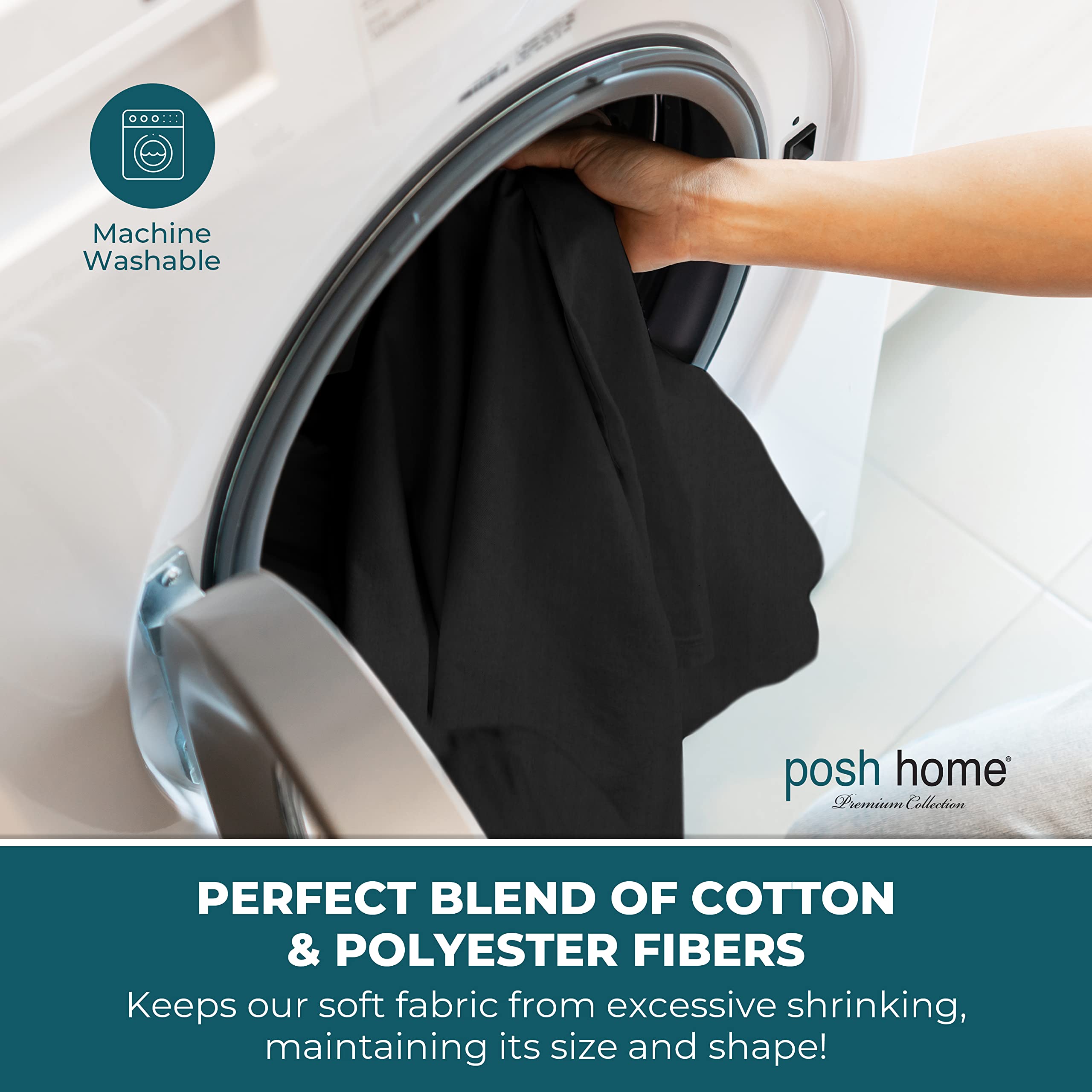 Posh Home Jersey Knit Sheet Set - 4-Piece Soft & Breathable Cotton Jersey Bed Sheets - Includes Flat Sheet, Fitted Sheet & 2 Pillowcases - California King Size, Black - Perfect for Cozy Nights & Luxurious Sleep
