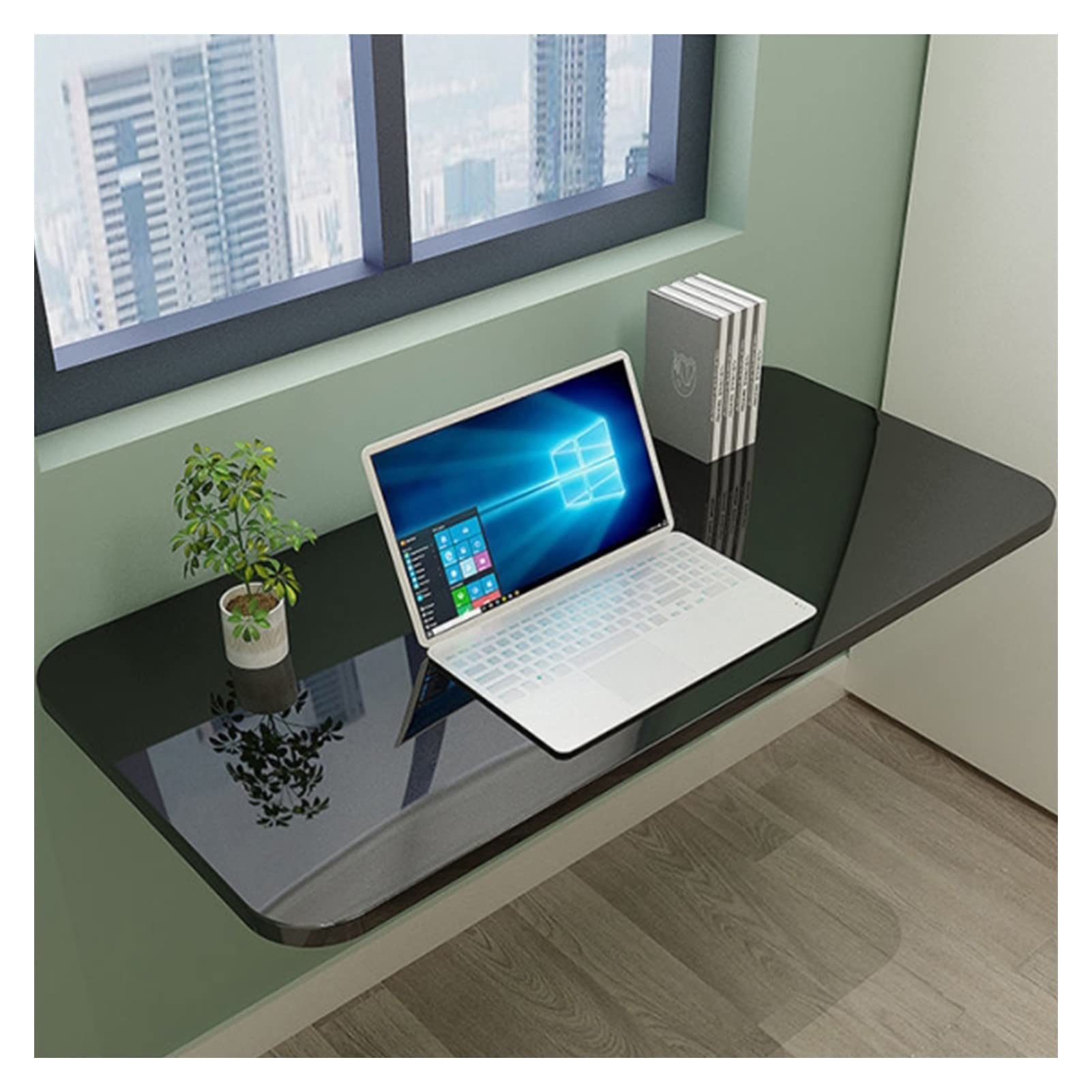 Wall Mounted Fold Down Table - Space Saving Floating Desk for Small Spaces, Dining, Laundry Room - 20 Size Options (Black, 100x30cm) - Perfect for Apartments, Dorms & Tiny Homes
