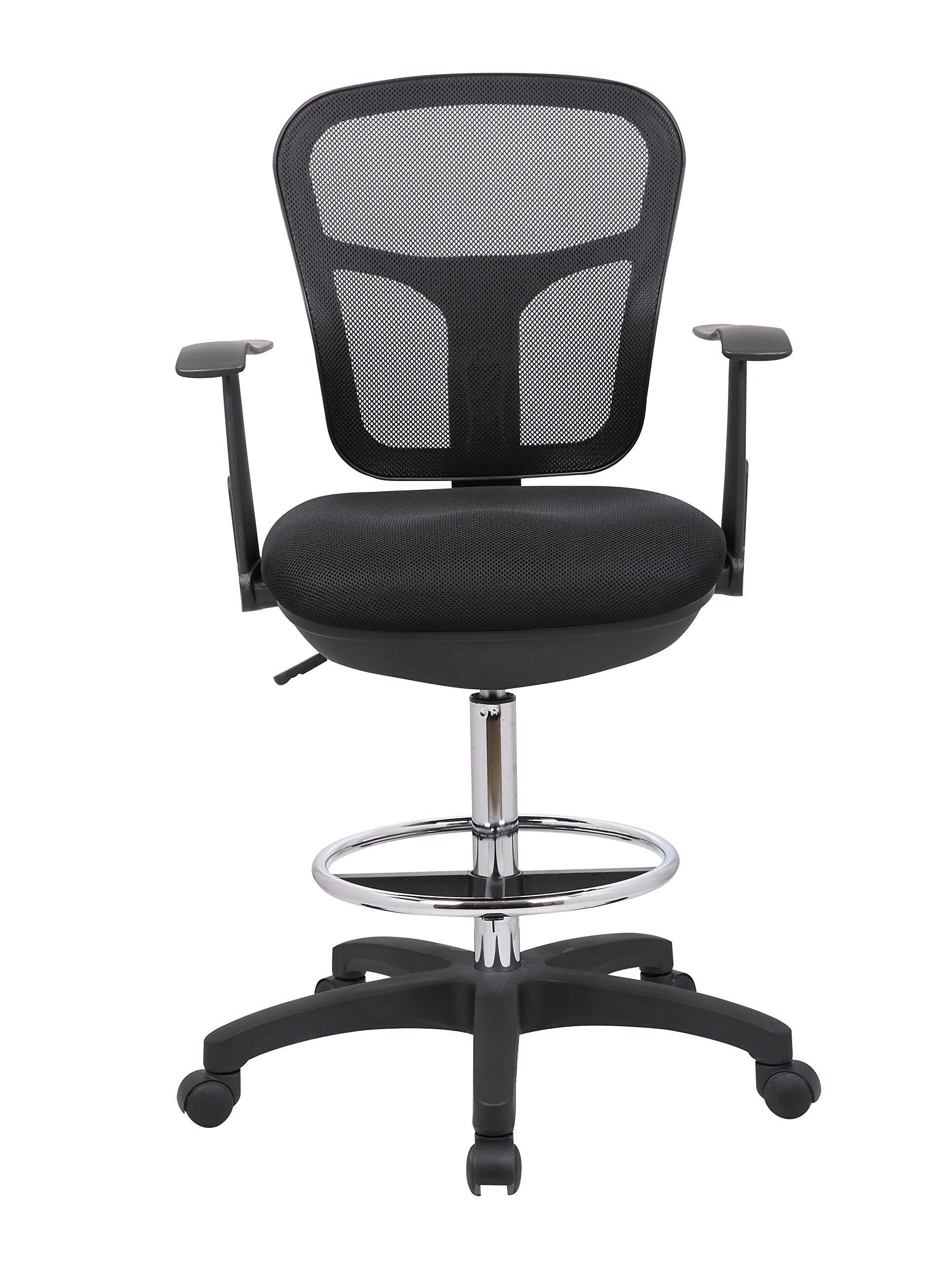 Ergonomic Drafting Chair with Arms & Footrest - Adjustable Height Office Chair for Standing Desks, Anti-Scratch Wheels - Perfect for Architects, Artists & Home Office Workspaces