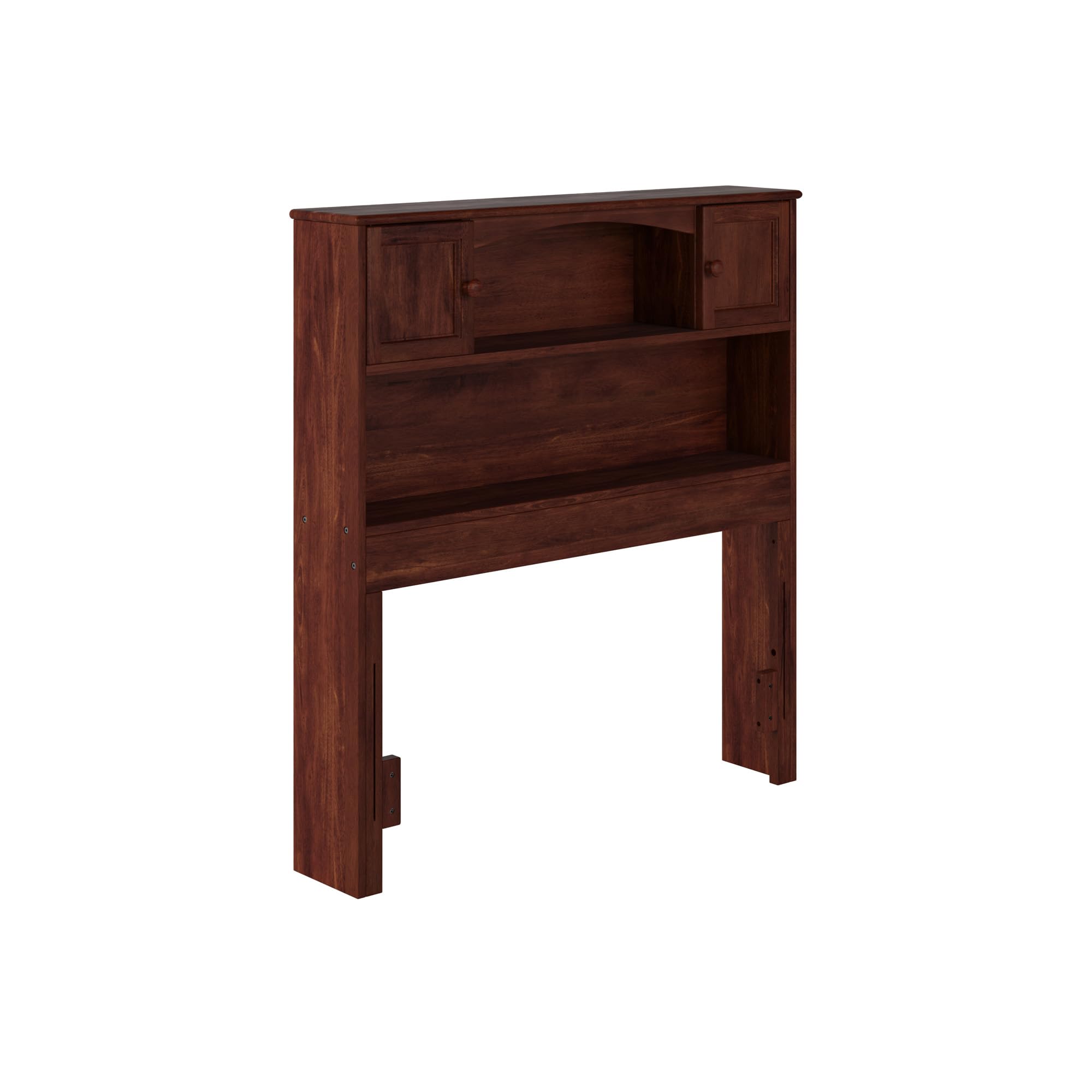 AFI Newport Twin Size Bookcase Headboard with USB Charging Ports - Walnut Finish - Perfect for Kids Bedroom, Dorm Room & Small Space Storage Solution