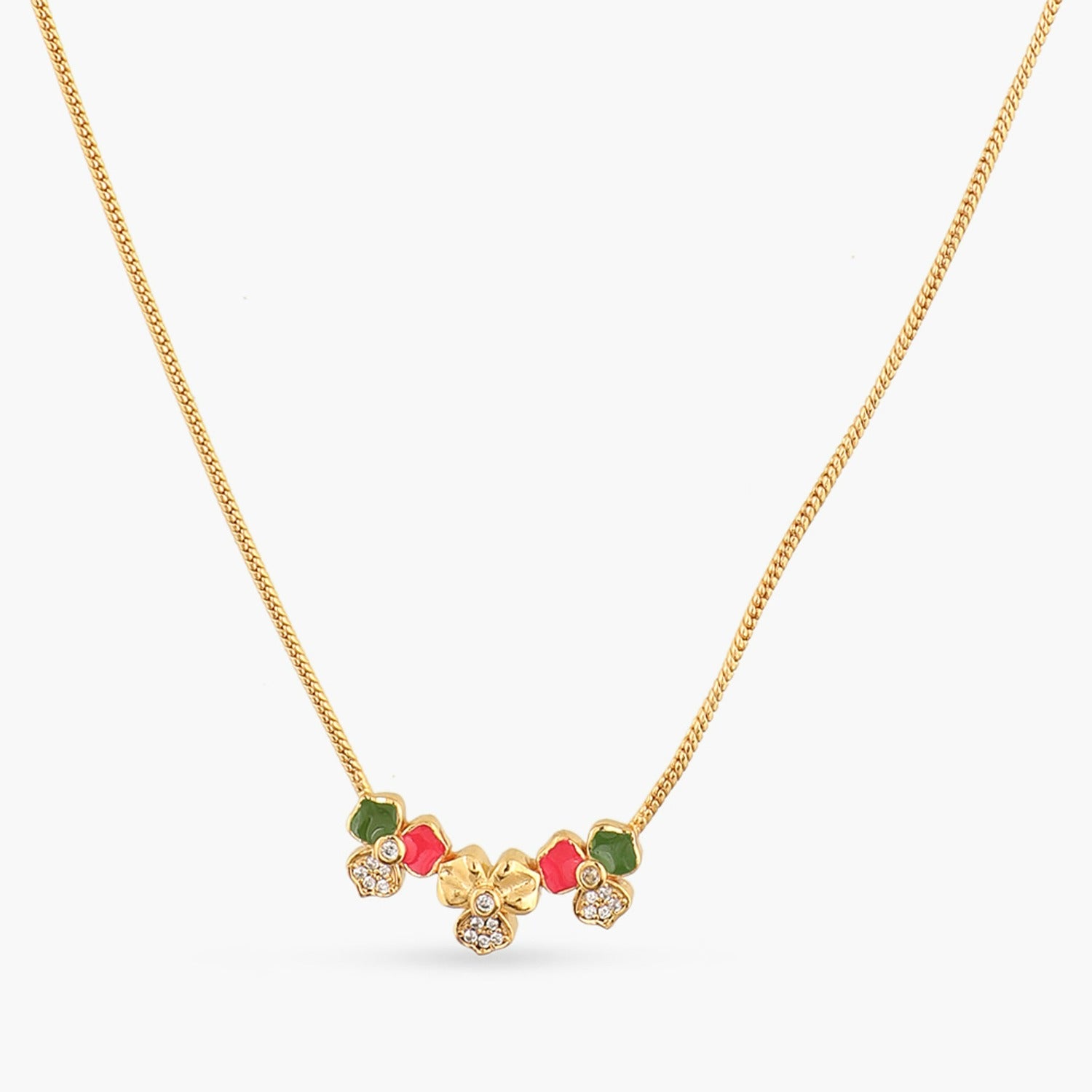 Elegant Pansy Floral CZ Triple Motif Necklace - Sterling Silver Dainty Flower Pendant for Women | Perfect for Weddings, Anniversaries & Romantic Date Nights