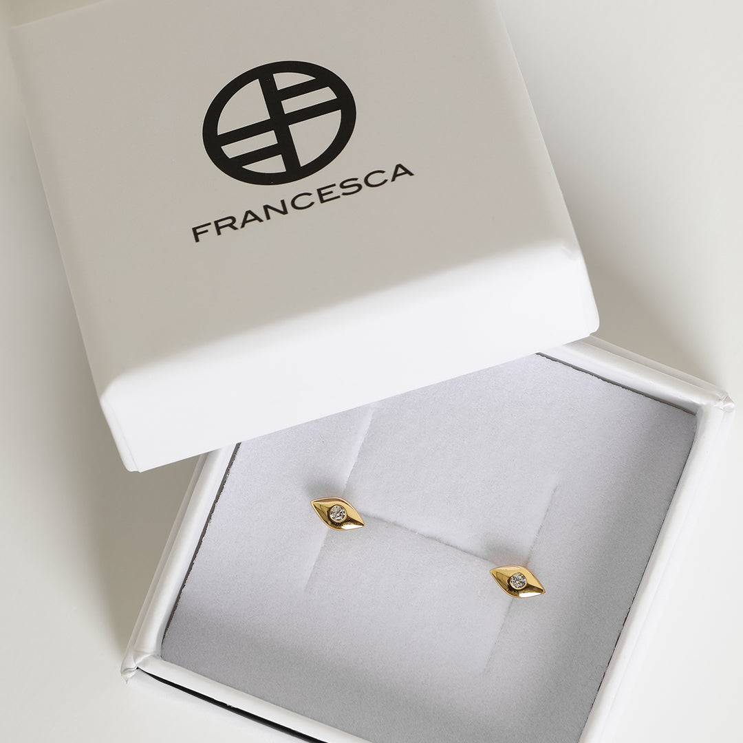 Mati Studs Earrings for Women - Minimalist Gold & Silver Stud Earrings for Everyday Wear | Perfect for Work, Date Night & Gifting