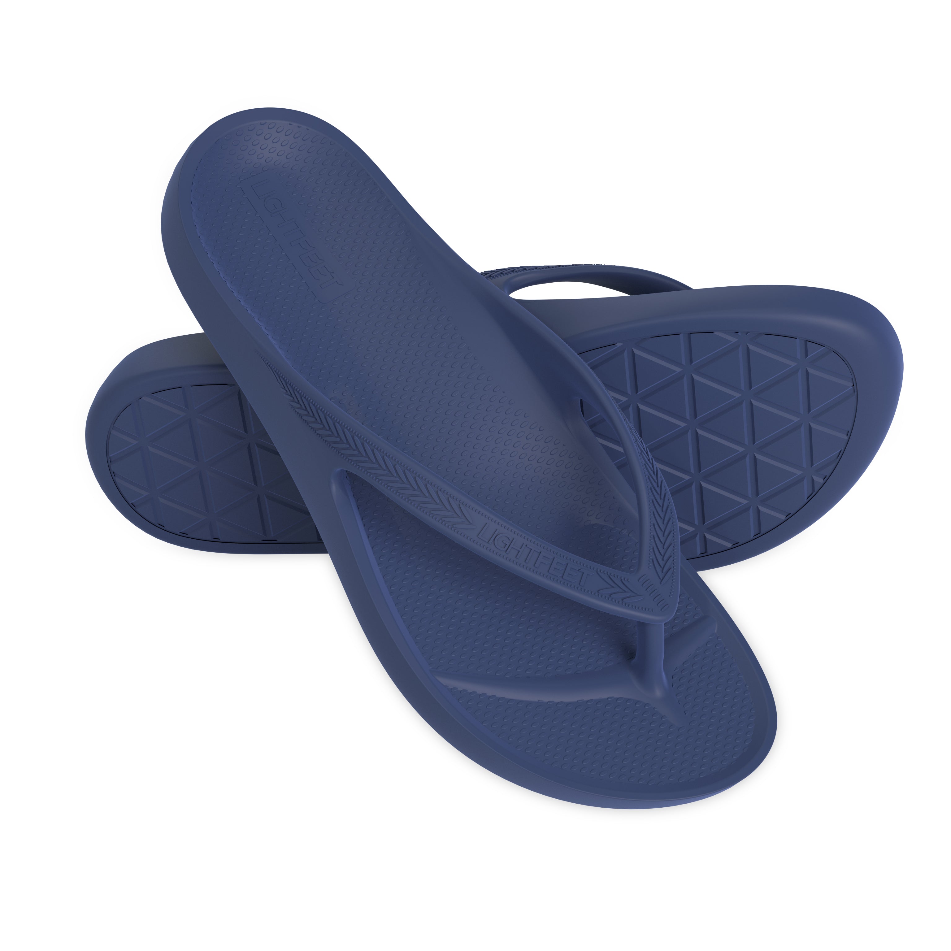 LightFeet Arch Support Flip Flops for Women & Men - Comfortable Orthopedic Sandals with Cushioning - Navy Blue - Perfect for Beach, Pool & Summer Walking